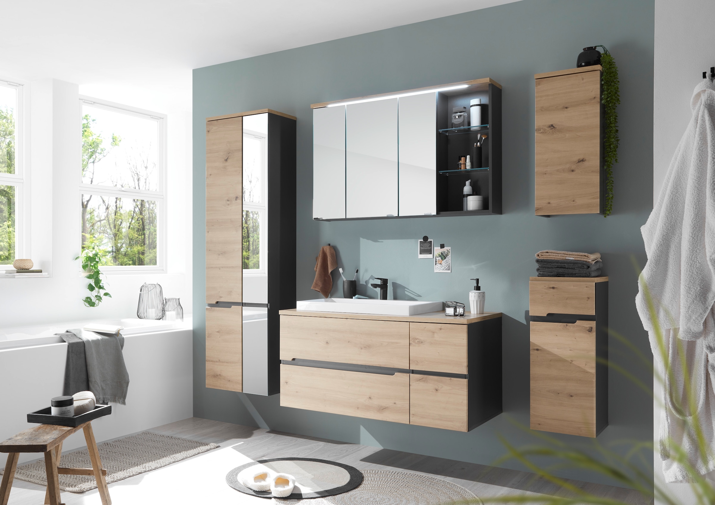 BASIC by Balculina Hängeschrank »Memphis, Badezimmerschrank BxHxT 30x70x23«, (1 St.), Breite 30 cm, Tür L/R montierbar, Softclose