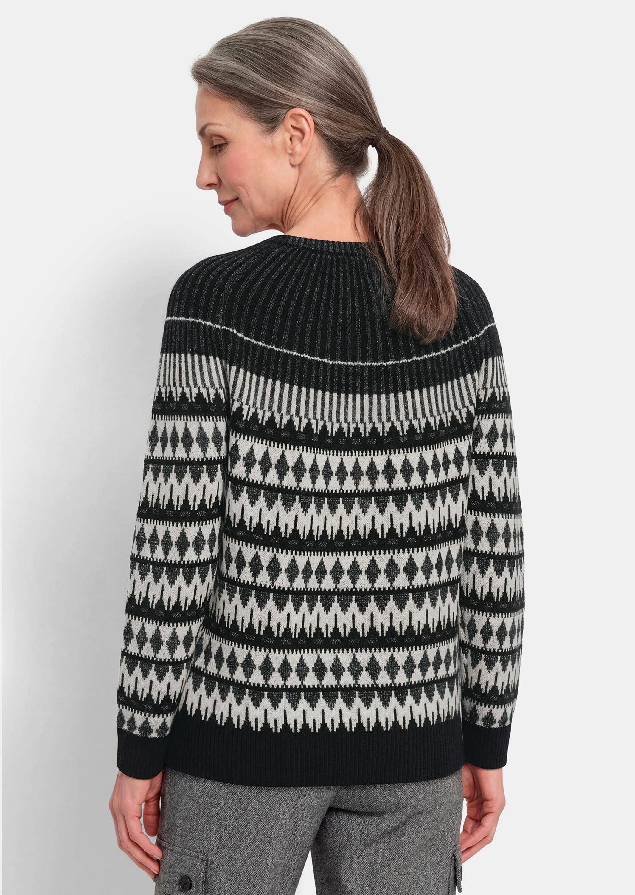 GOLDNER Rundhalspullover »Norwegerpullover mit Raglanärmeln« mit Glitzergarn am Ausschnitt