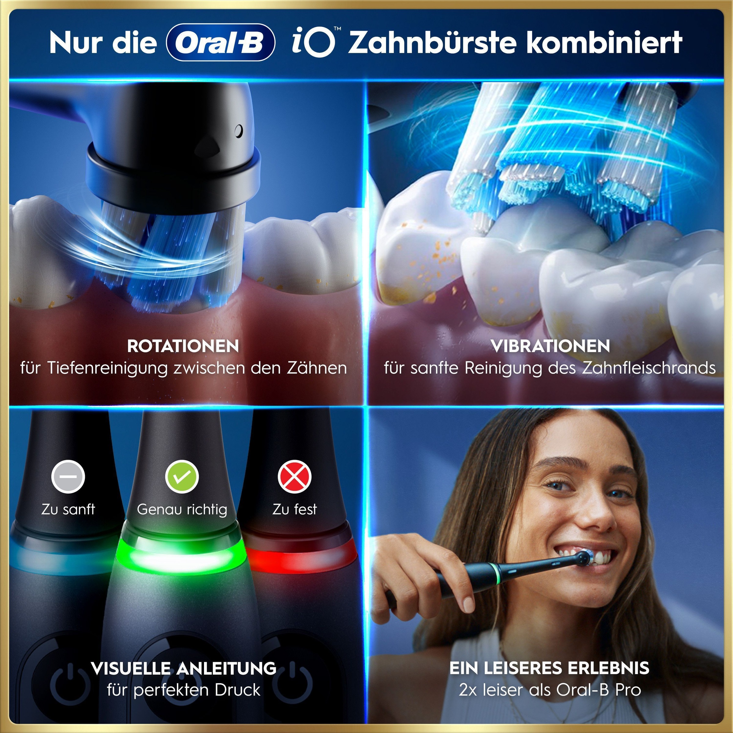 Oral-B Elektrische Zahnbürste »iO 9 Duopack« 3 Stk. Aufsteckbürsten mit Magnet-Technologie, 7 Putzmodi, Farbdisplay & Lade-Reiseetui
