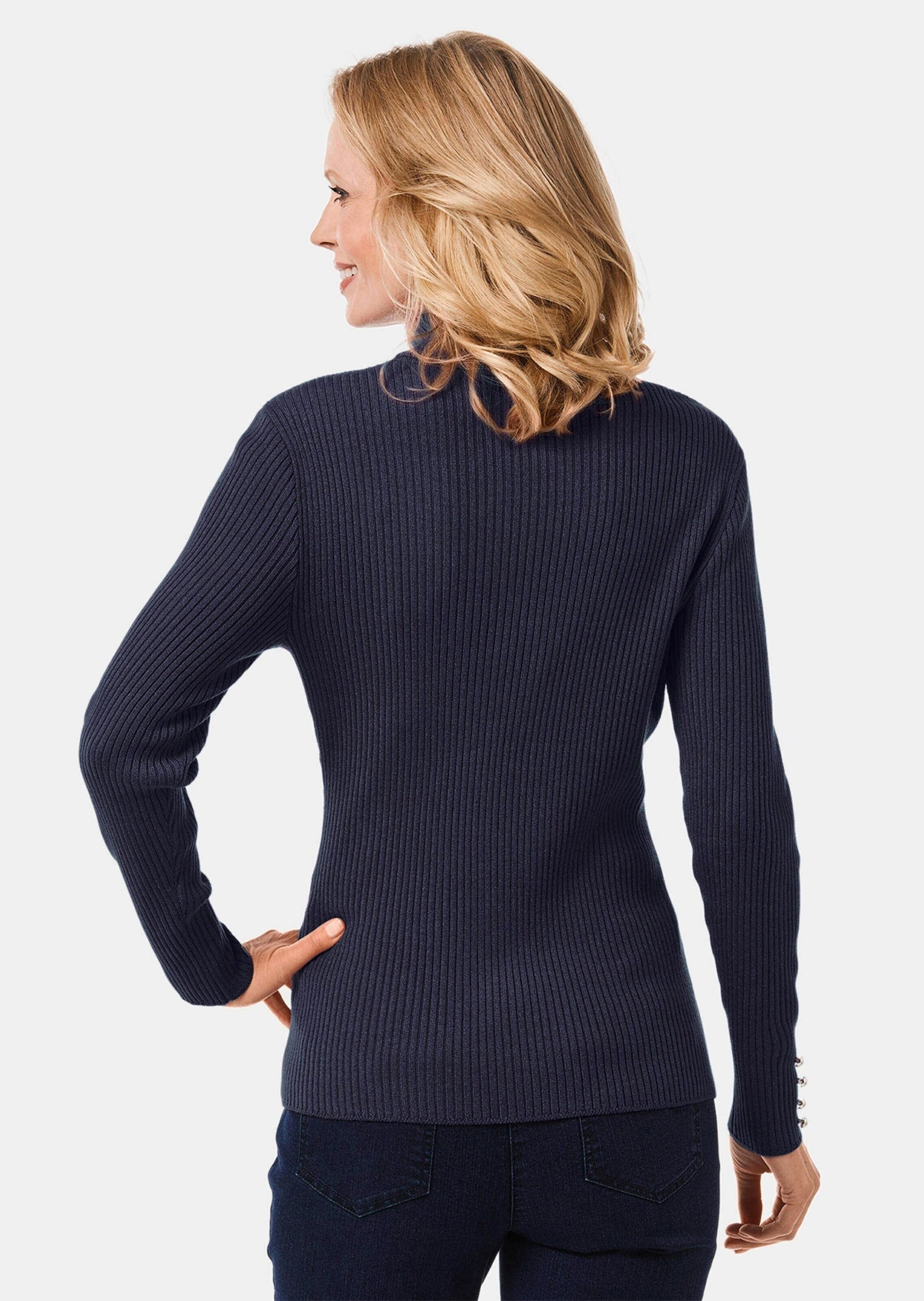 GOLDNER Rollkragenpullover »Eleganter Rollkragenpullover mit optischen Knöpfen«