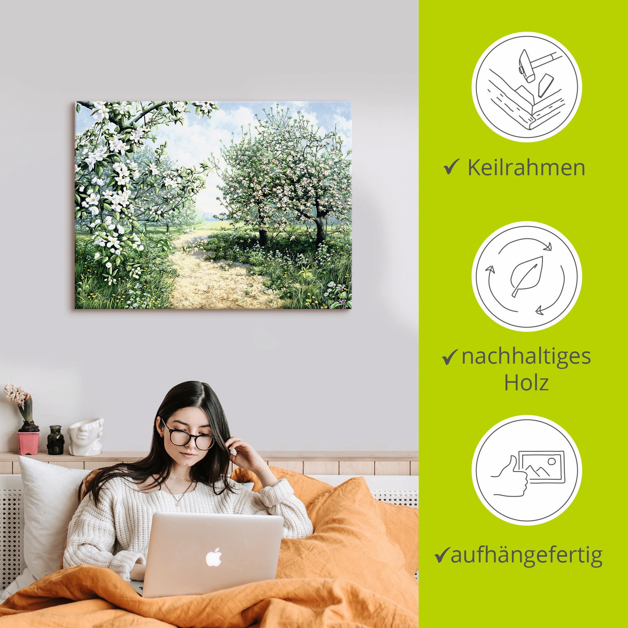 Artland Leinwandbild »Frühling I« Vier Jahreszeiten 1 Stk. tlg. auf Holzrahmen gespannt