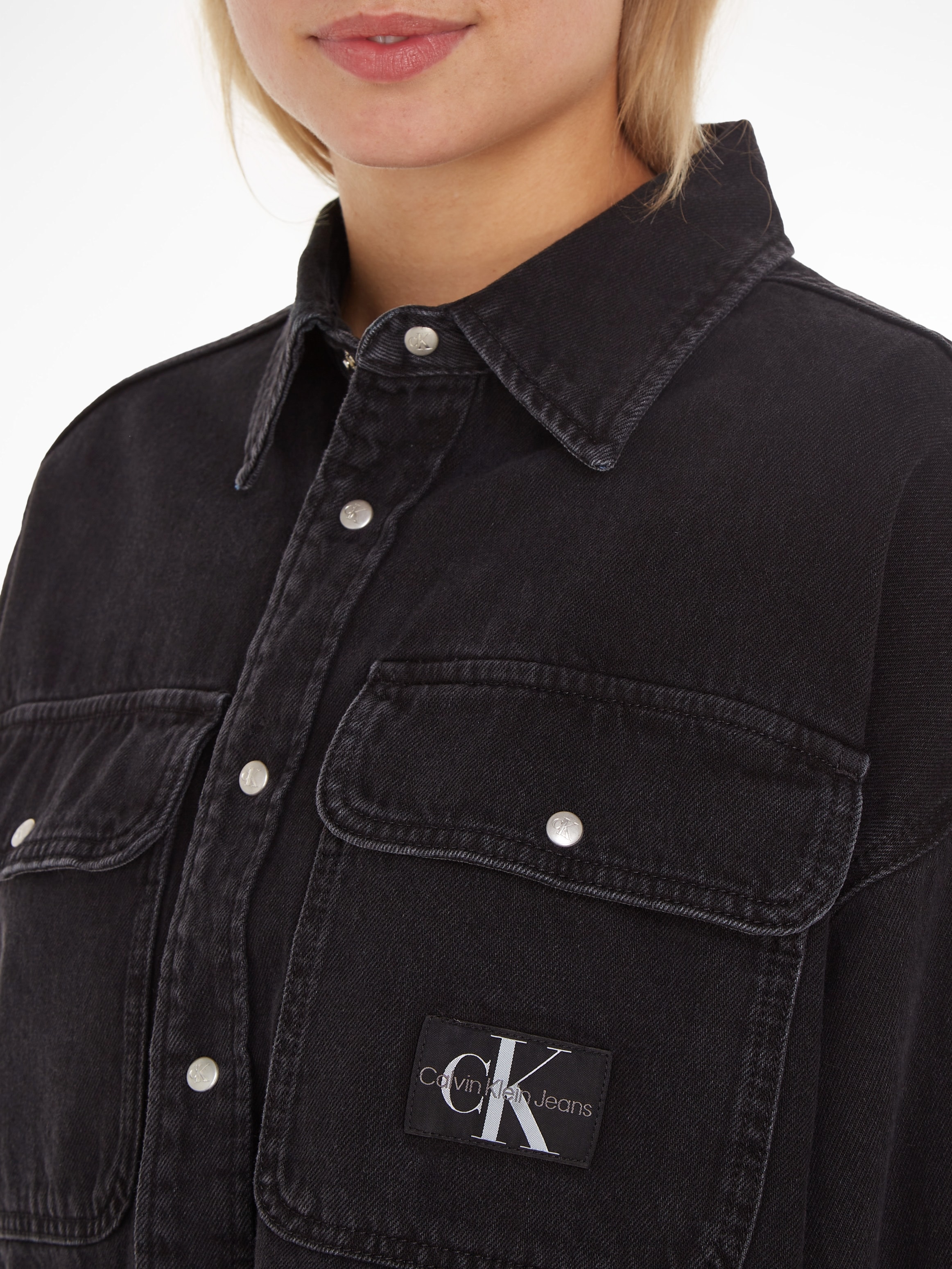 Calvin Klein Jeans Jeansbluse »OVERSIZED CROP ROUNDED HEM SHIRT«