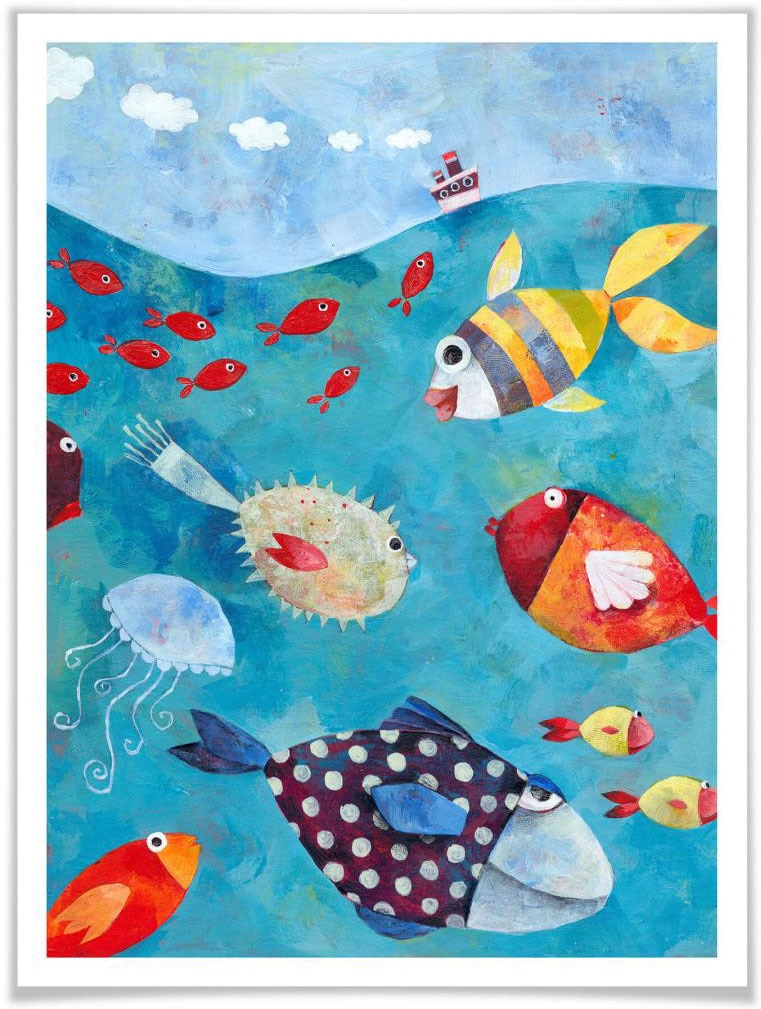 Poster »Märchen Wandbilder Fische im Meer«, Fisch & Meeresfrüchte, (1 St.), Poster...