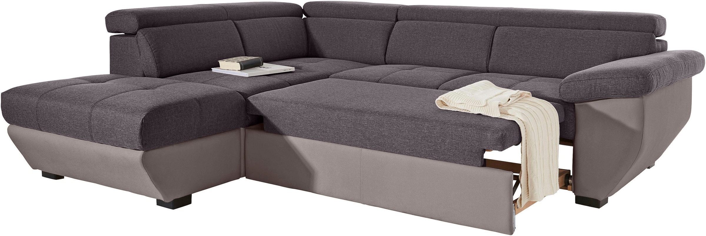 COTTA Polstergarnitur »Speedway«, (Set), Set: bestehend aus Ecksofa und Hocker, inklusive Kopfteilverstellung
