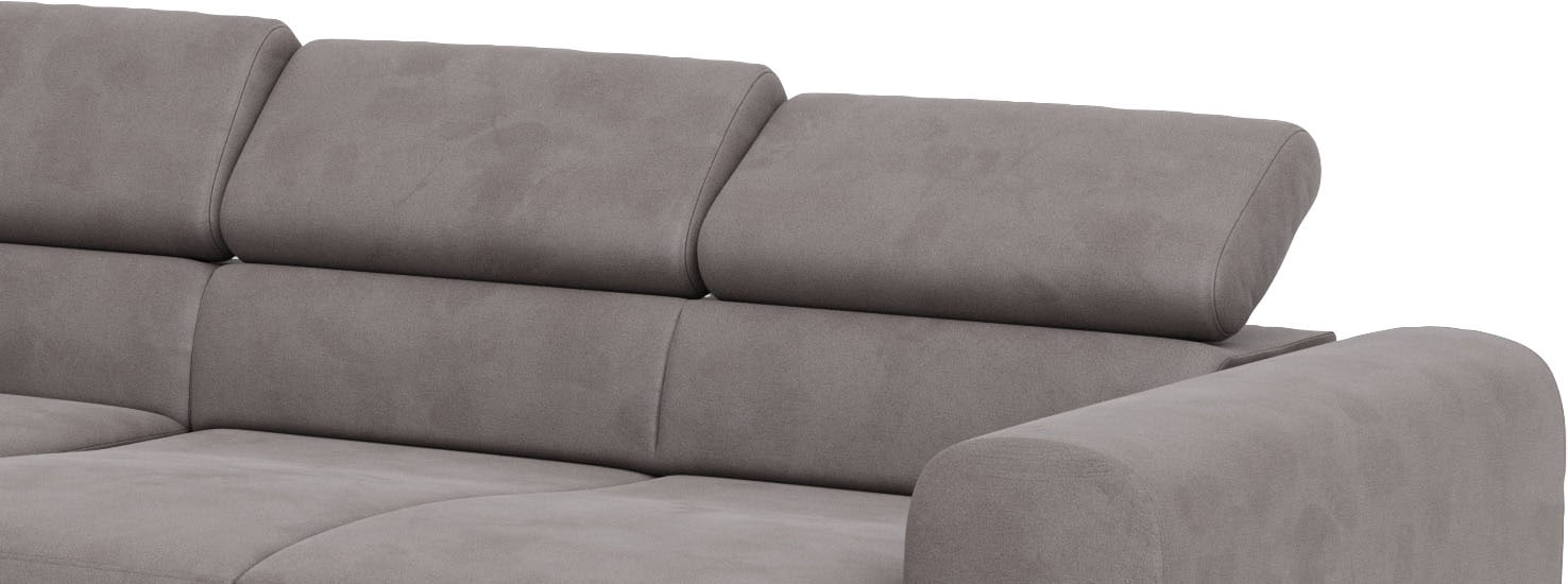 Places of Style Ecksofa »Carlo L-Form«, mit Kopfteilverstellung & Holz-Rahmenoptik, optional Relaxfunktion