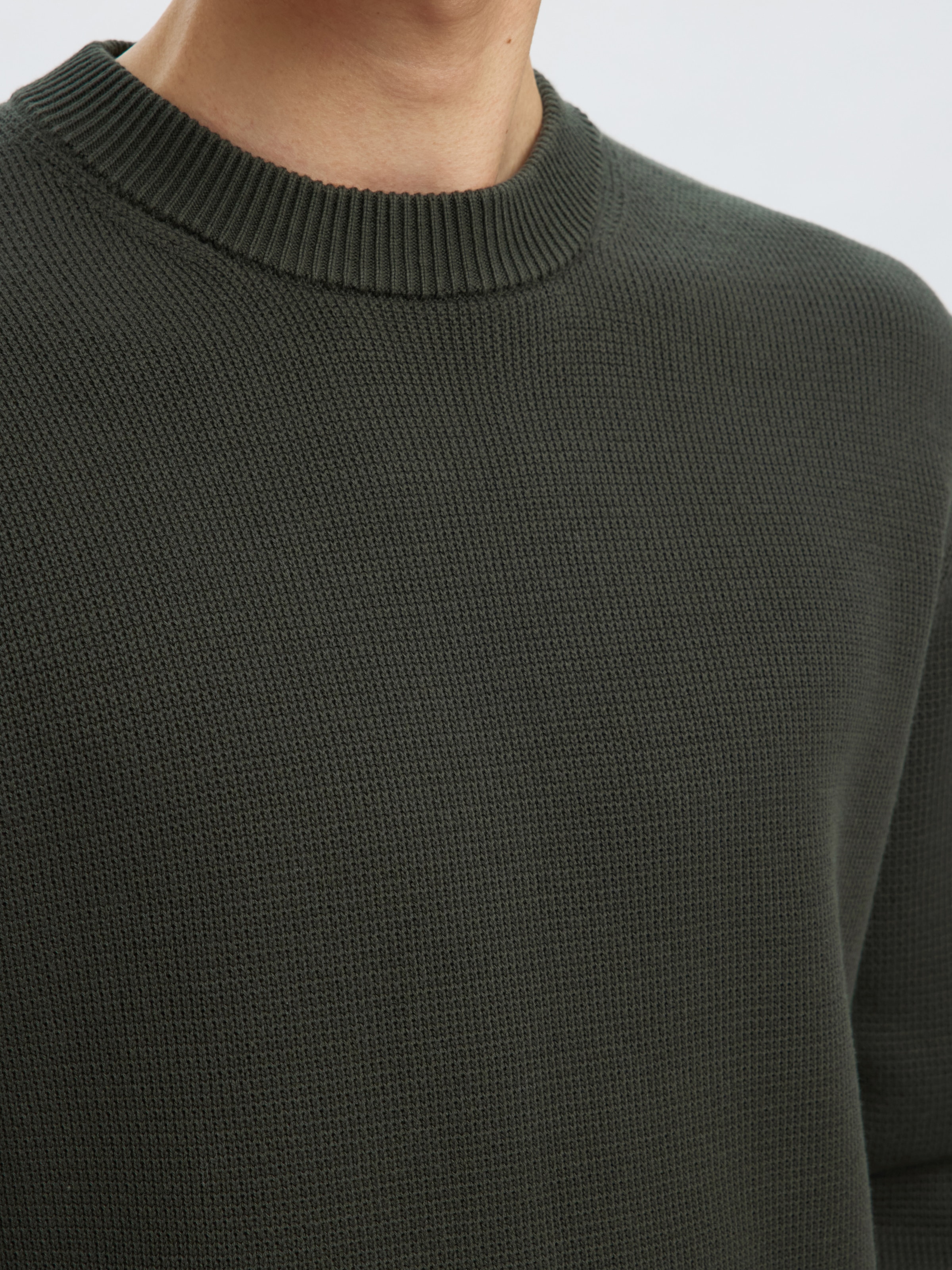 SELECTED Rundhalspullover »SLHDANE LS KNIT STRUCTURE CREW NECK NOOS« Baumwolle, regular fit