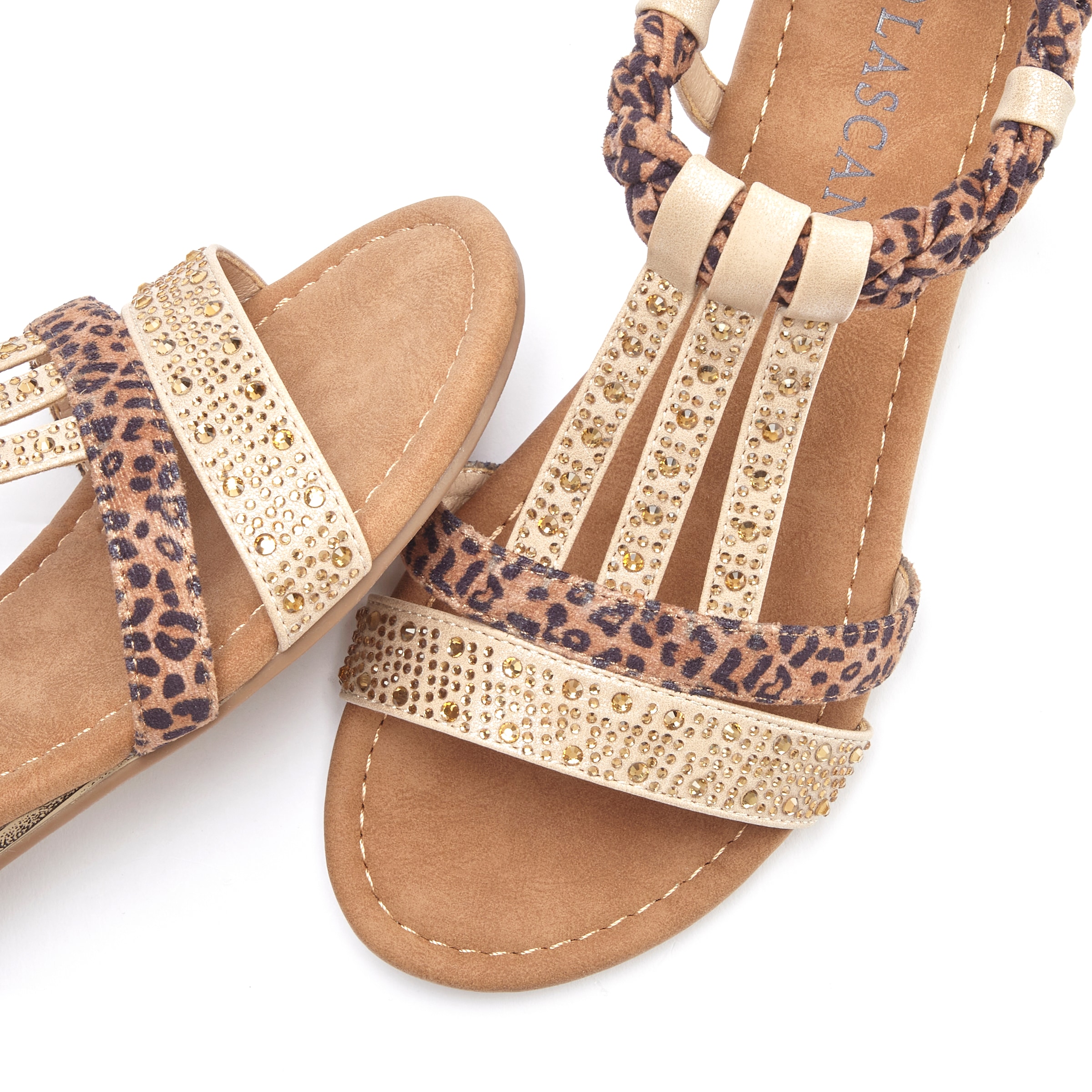 LASCANA Sandale »Sommerschuh«, Sandalette, Sommerschuh mit Verzierung und kleinem Keilabsatz VEGAN