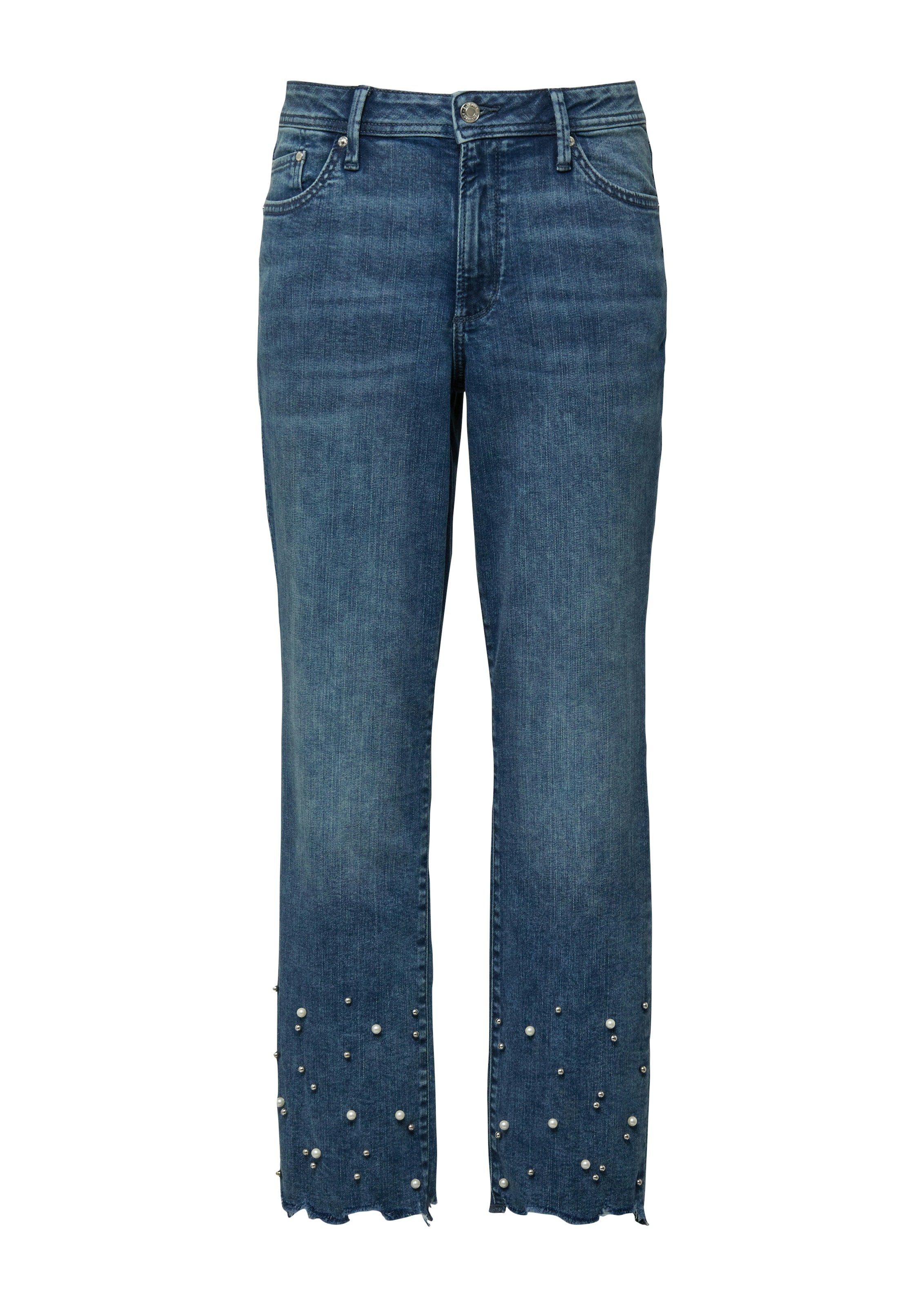 s.Oliver 7/8-Jeans »Style Betsy« 7/8-Länge mit Perlenbesatz und offenen Nähten