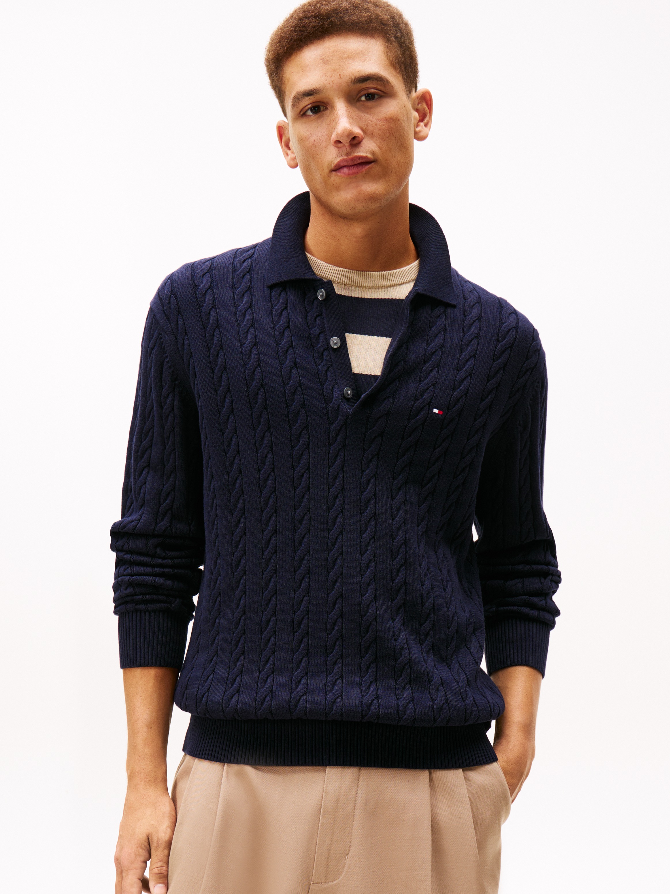 Tommy Hilfiger Polokragenpullover »CLASSIC COTTON CABLE« mit Zopfmuster, regular fit