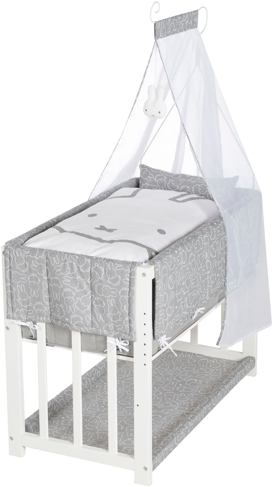 roba® Stubenbett »3in1, Miffy, weiß«, zu Elternbett oder Bank umbaubar, Liegefläche höhenverstellbar