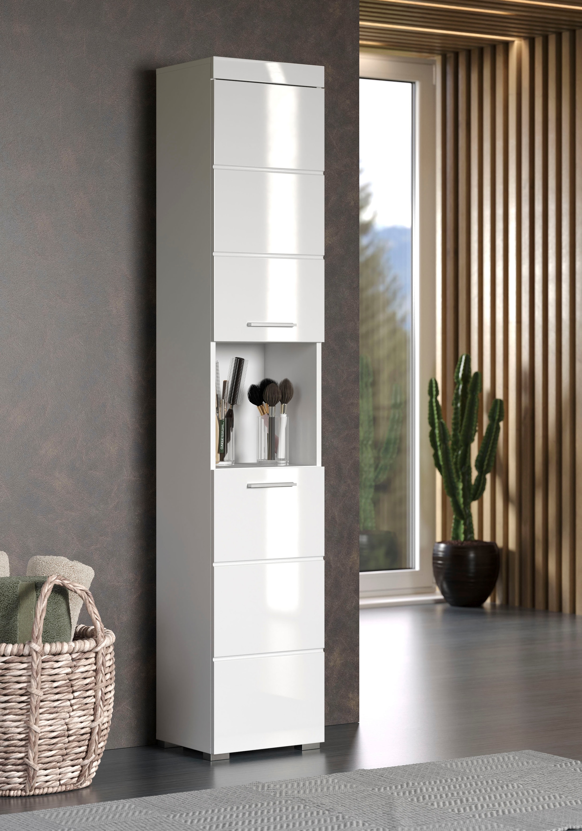 welltime Hochschrank »Avena«, Badschrank mit 2 Türen & 1 Fach - (B/T/H) 37/31/190 cm