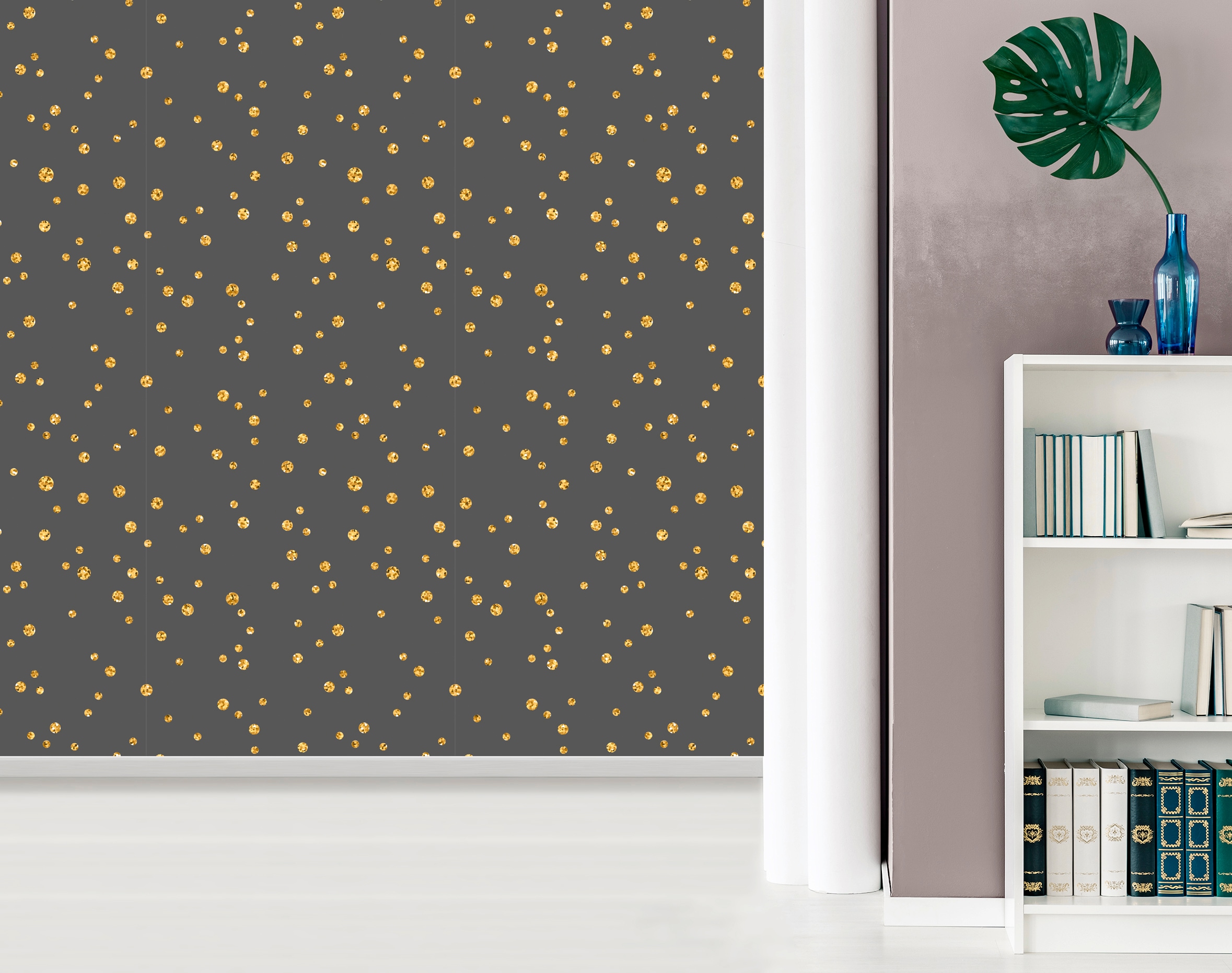 queence Vinyltapete »Camilla« 3D-Optik | Motiv | bedruckt | gemustert | gepunktet glatt 90x250cm, selbstklebend, kinderleichte Anbringung, , Sticker