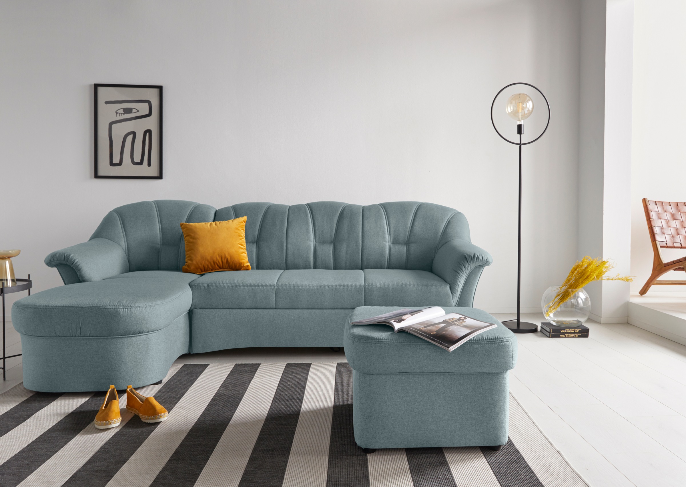 DOMO collection Ecksofa Papenburg L-Form, in großer Farbvielfalt, wahlweise mit Bettfunktion