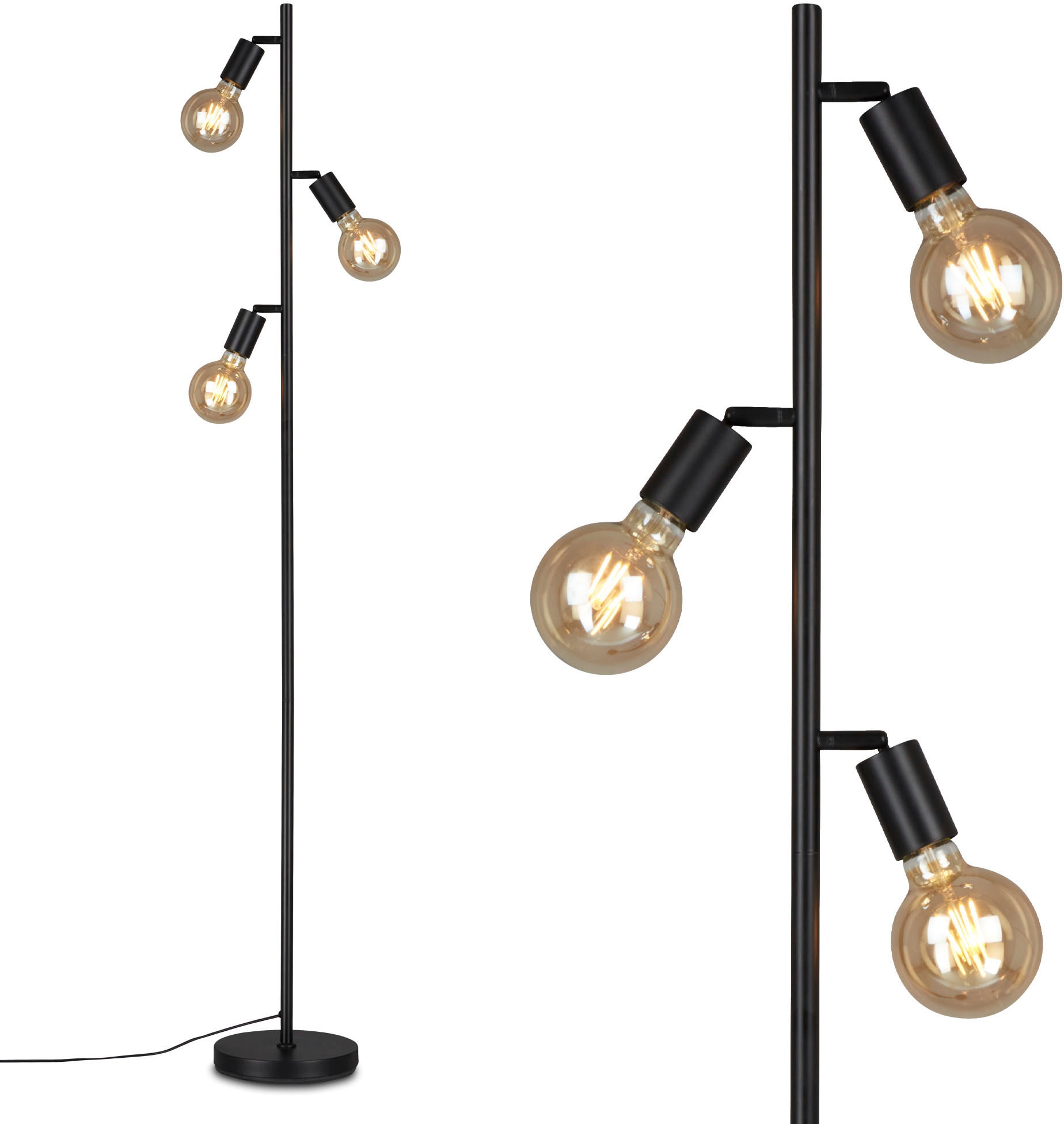 Briloner Leuchten Stehlampe »1387035 KUGLO«, Leuchtmittel E27 | ohne Leuchtmittel, metall/schwarz, inkl. Kabelschalter, exkl. 3x E27 max. 10 W