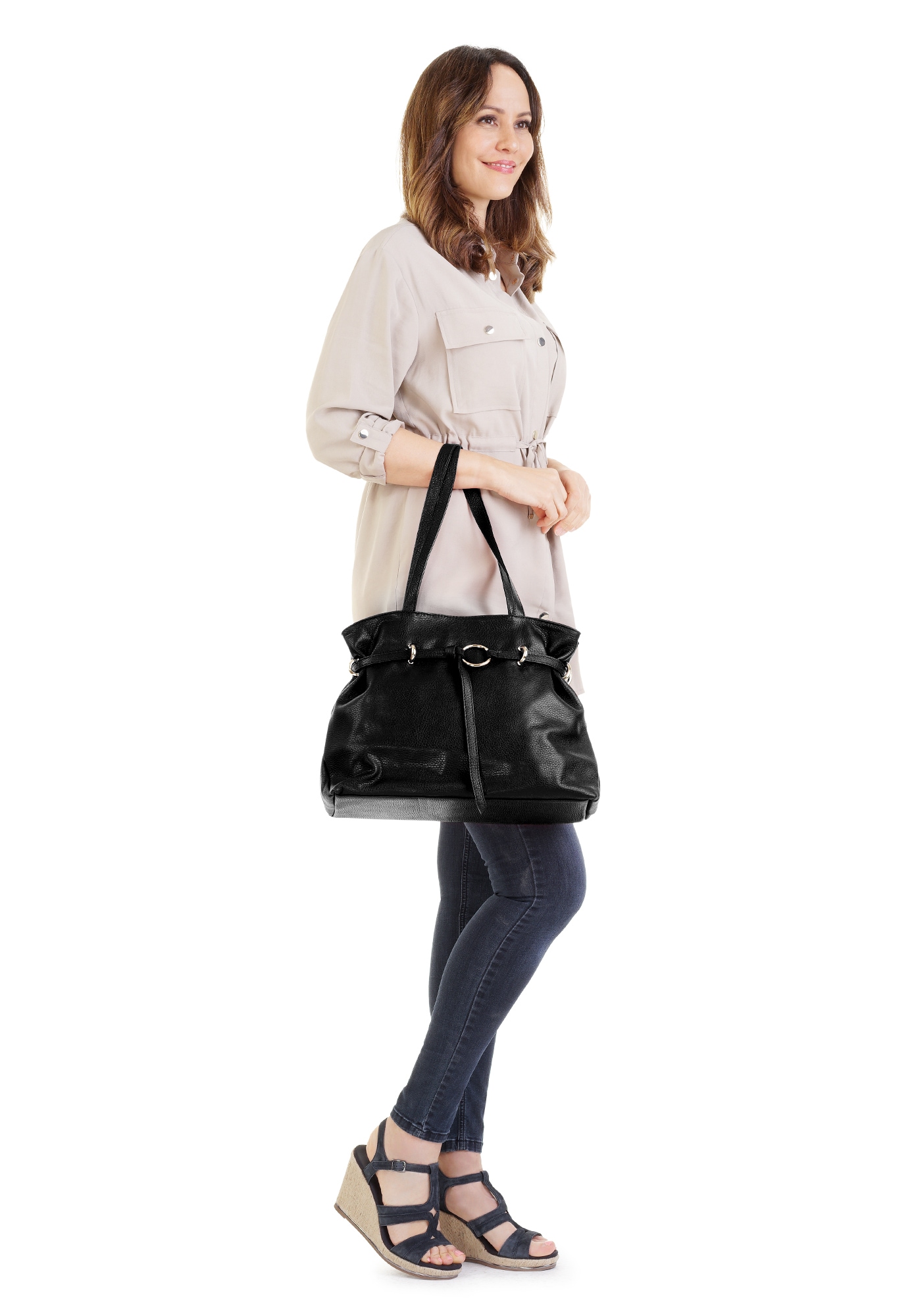 Samantha Look Henkeltasche, echt Leder, Made in Italy
