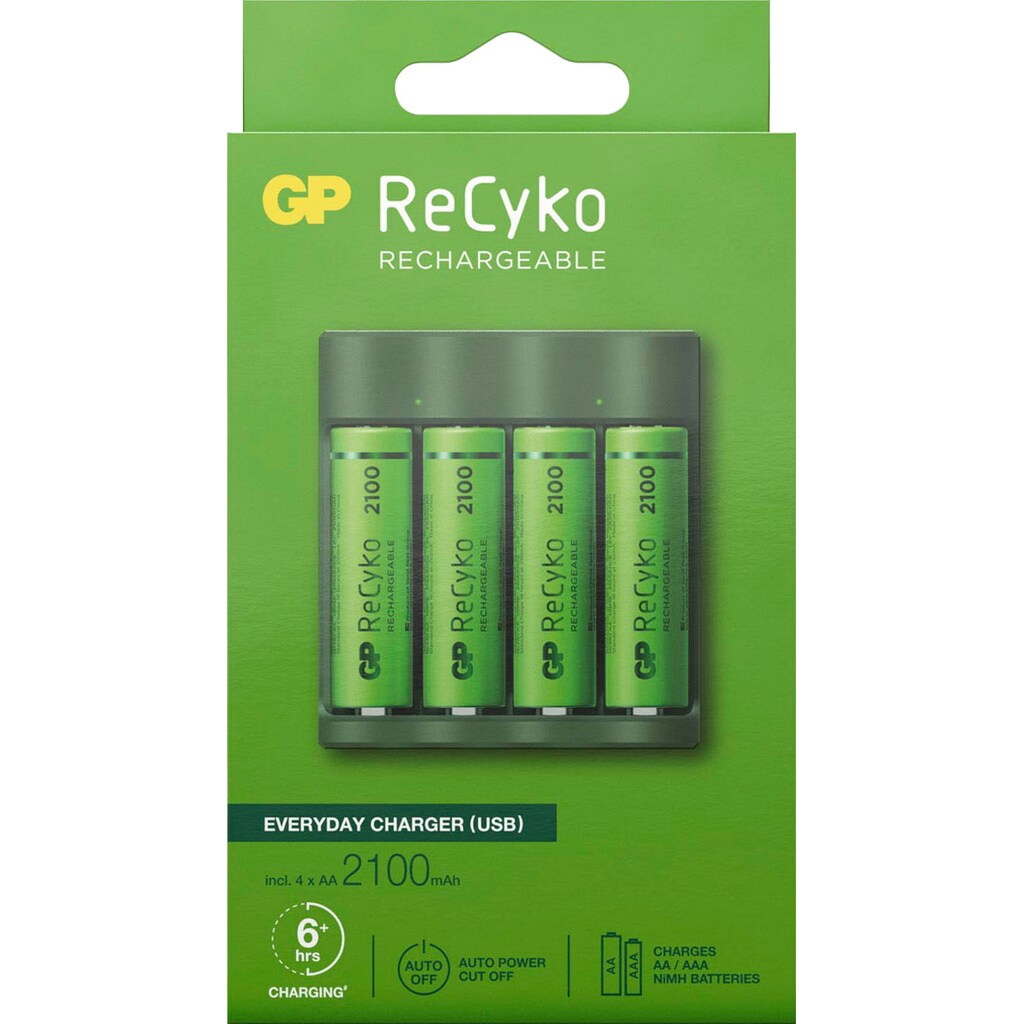 GP Batteries Akku-Ladestation »USB-Akkuladegerät B421 inkl. 4x ReCyko AA Akkus je 2100 mAh«
