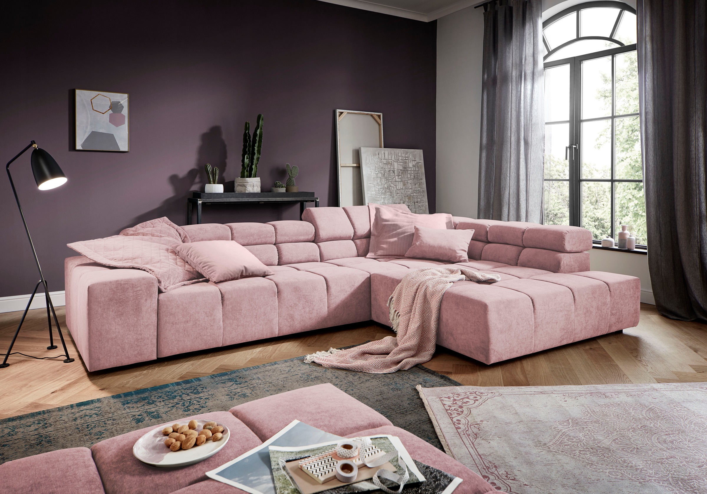 INOSIGN Ecksofa »Ancona incl. Kopfteilverstellung, OTTOs Choice, Breite 319cm, L-Form«, wahlweise motorische Sitztiefenverstellung, auch in Cord + Easy Care