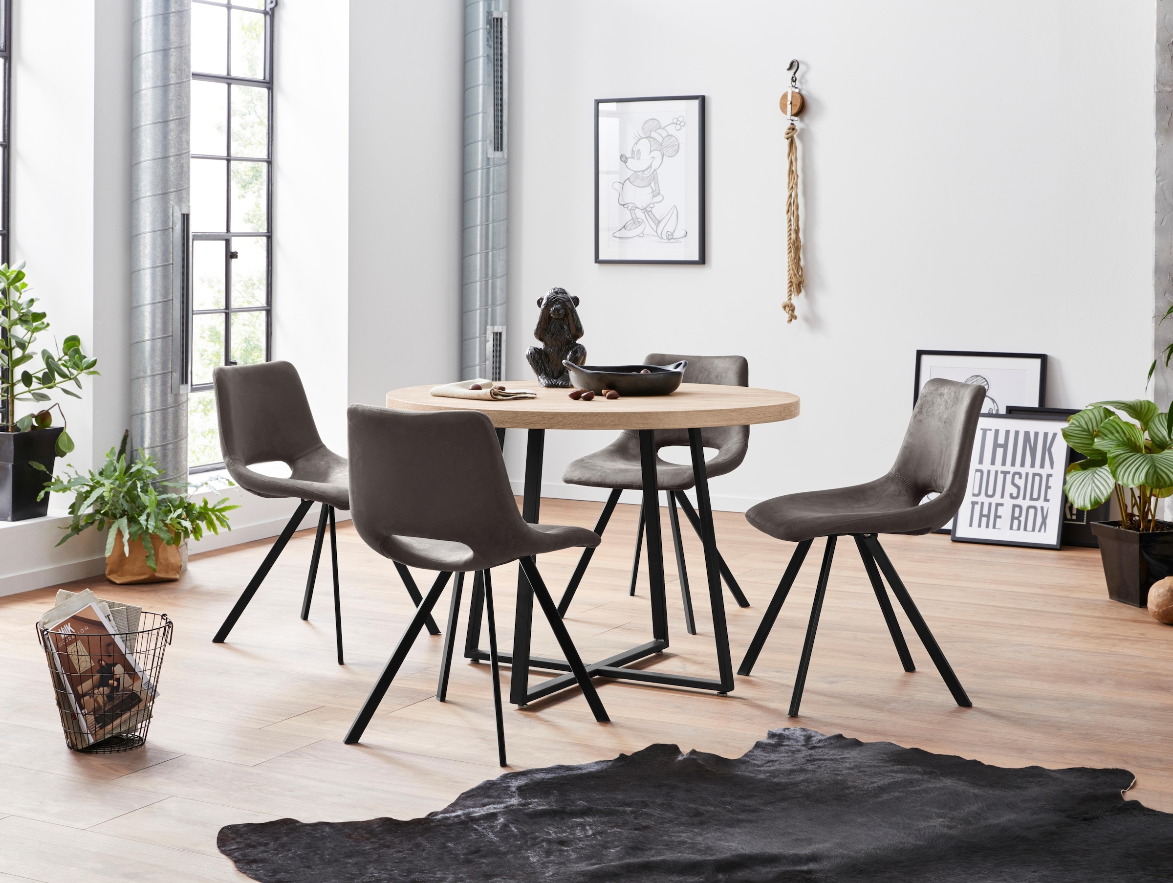Home affaire Esstisch »Anja, TOPSELLER!«, (Esstisch, Küchentisch), Durchmesser 110 cm, Skandi Design, Metallgestell