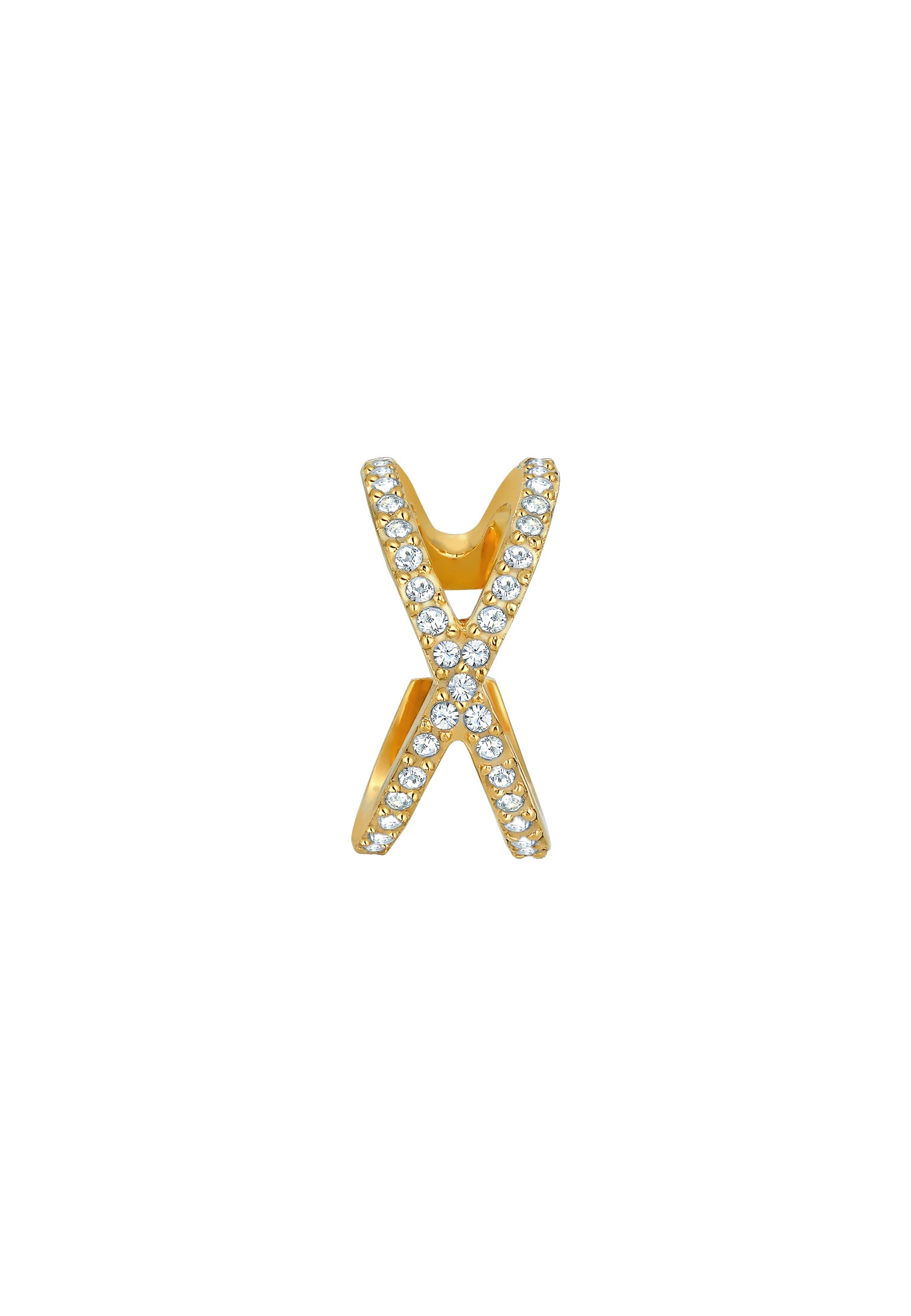 Elli Ohrklemme »Ohrringe Single Earcuff Kreuz Kristalle 925 Silber«