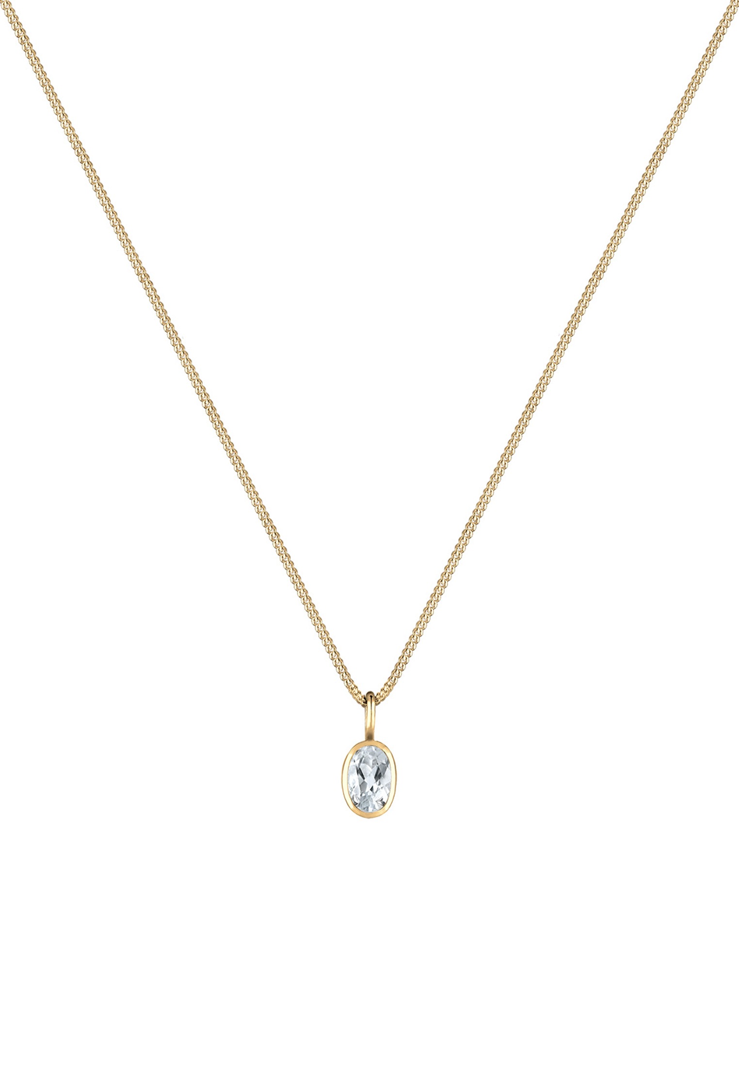 Elli Premium Silberkette »Halskette Basic Geo Oval Topas Edelstein 585 Gelbgold«
