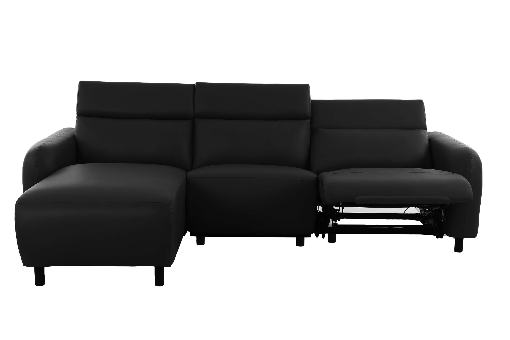 Home affaire Ecksofa »SKAANE Lederoptik, L-Form, 274 cm, manuelle u. elektrische Funktion,«, rundes Design, Kopfteilverstellung, Federkernpolsterung