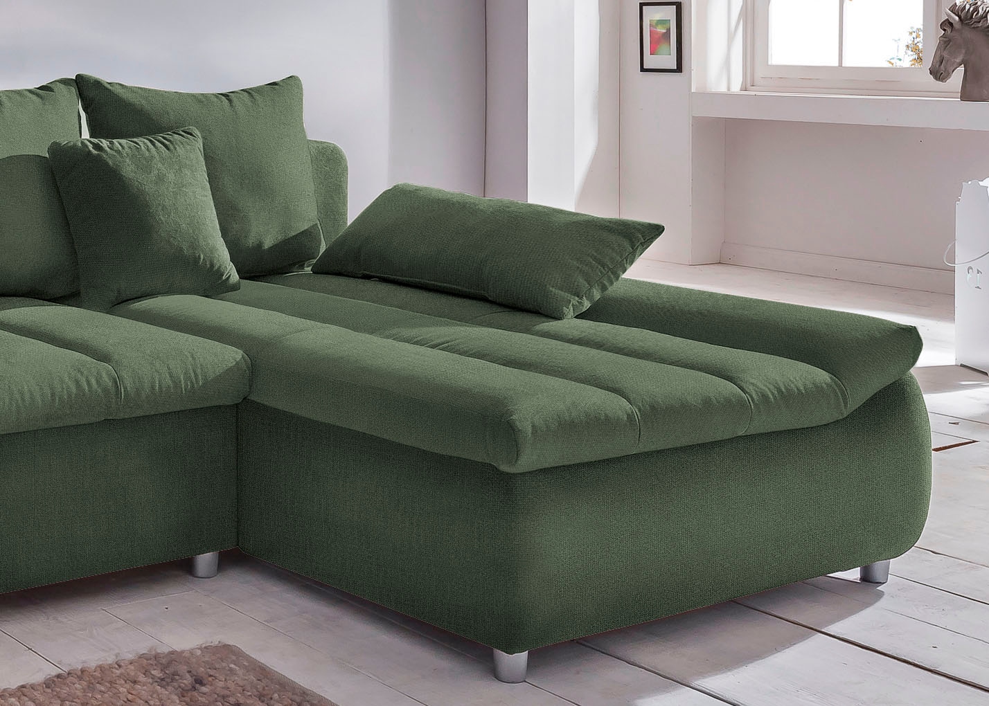 INOSIGN Ecksofa »Imola elegant und bequem, aktuelle Steppung im Sitz, L-Form«, wahlweise mit Bettfunktion