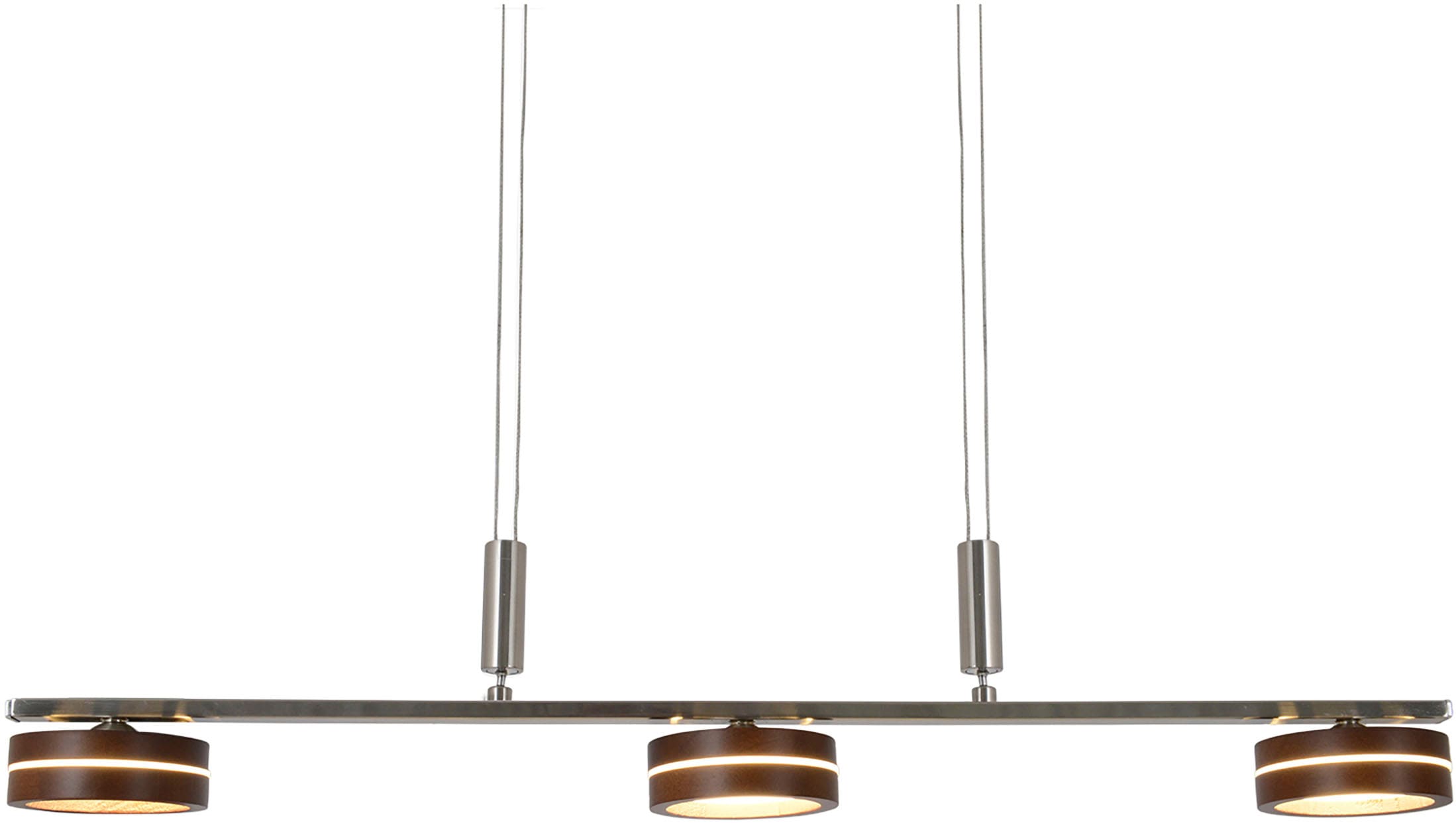 näve LED Pendelleuchte »"Triberg"« 1 Stk. Warmweiß 3 flg., Schirme Holz (Eiche), Wanddimmer, Höhe verstellbar 80-150cm