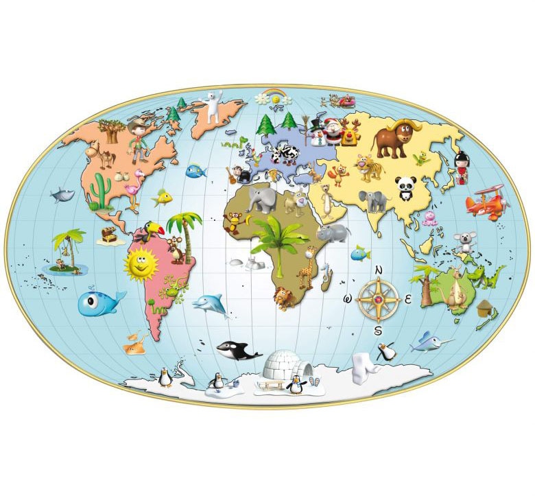 Kinder Rechnung St.) Weltkarte bestellen (1 Lernhilfe«, Wandtattoo »3D auf Wall-Art