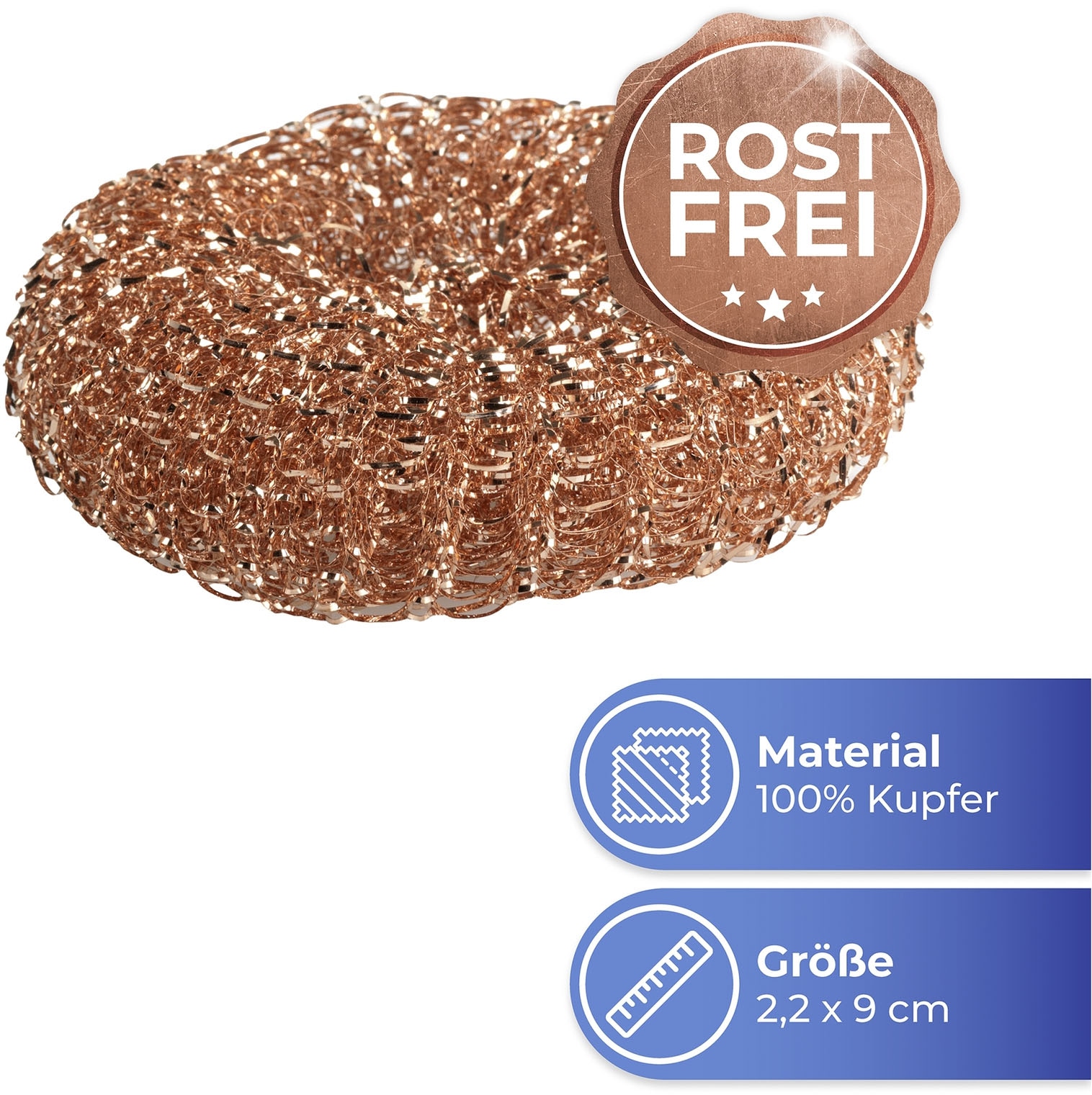 Maximex Reinigungsschwamm »Kupfer-Putzlinge« entfernen hartnäckigen Schmutz, Eingebranntes und Rost, rostfrei