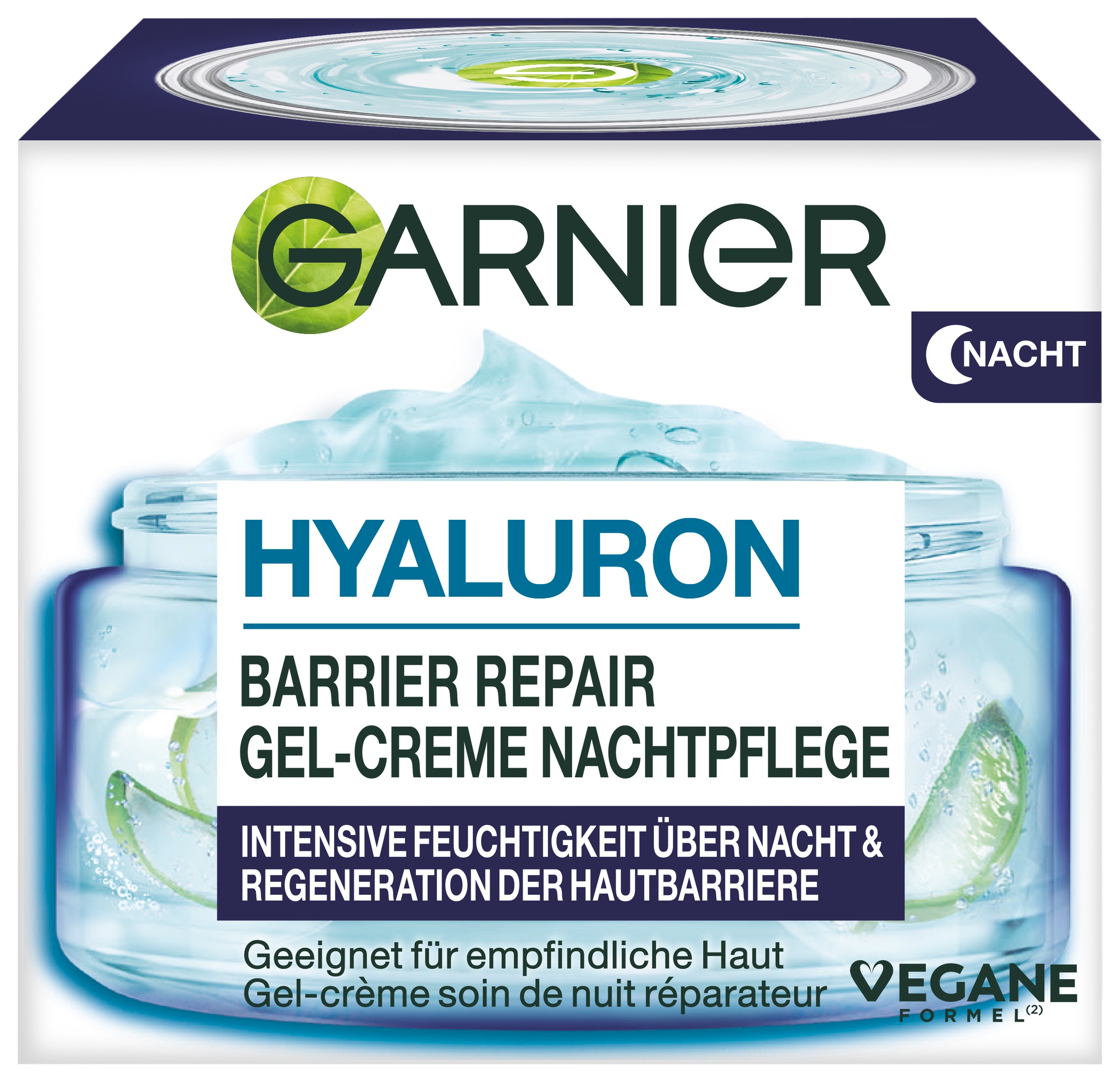 GARNIER Nachtcreme »Garnier Hyaluron Barrier Repair Gel-Creme Nachtpflege« feuchtigkeitsspendend, verbessert Regeneration