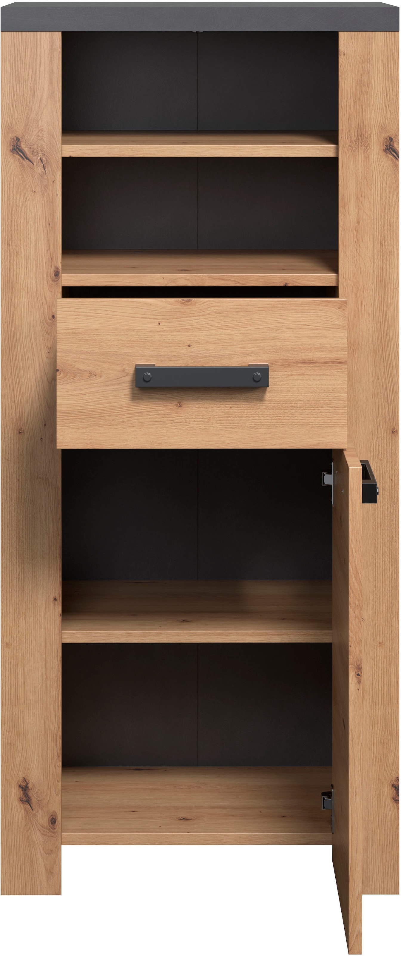 welltime Midischrank »Ambres«, (1 St.), Badschrank in matter Echtholzoptik - Maße (B/T/H) 53/35/118 cm