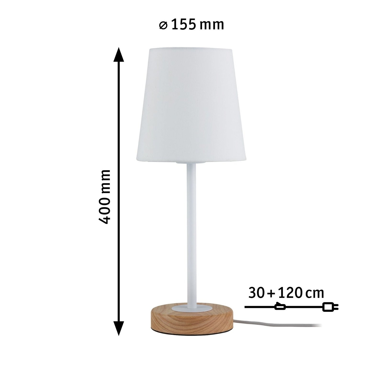 Paulmann Tischleuchte »Neordic Stellan max.1x20W E27 Weiß/Holz 230V Stoff/Metall«, 1 flammig, Leuchtmittel E27 | ohne Leuchtmittel