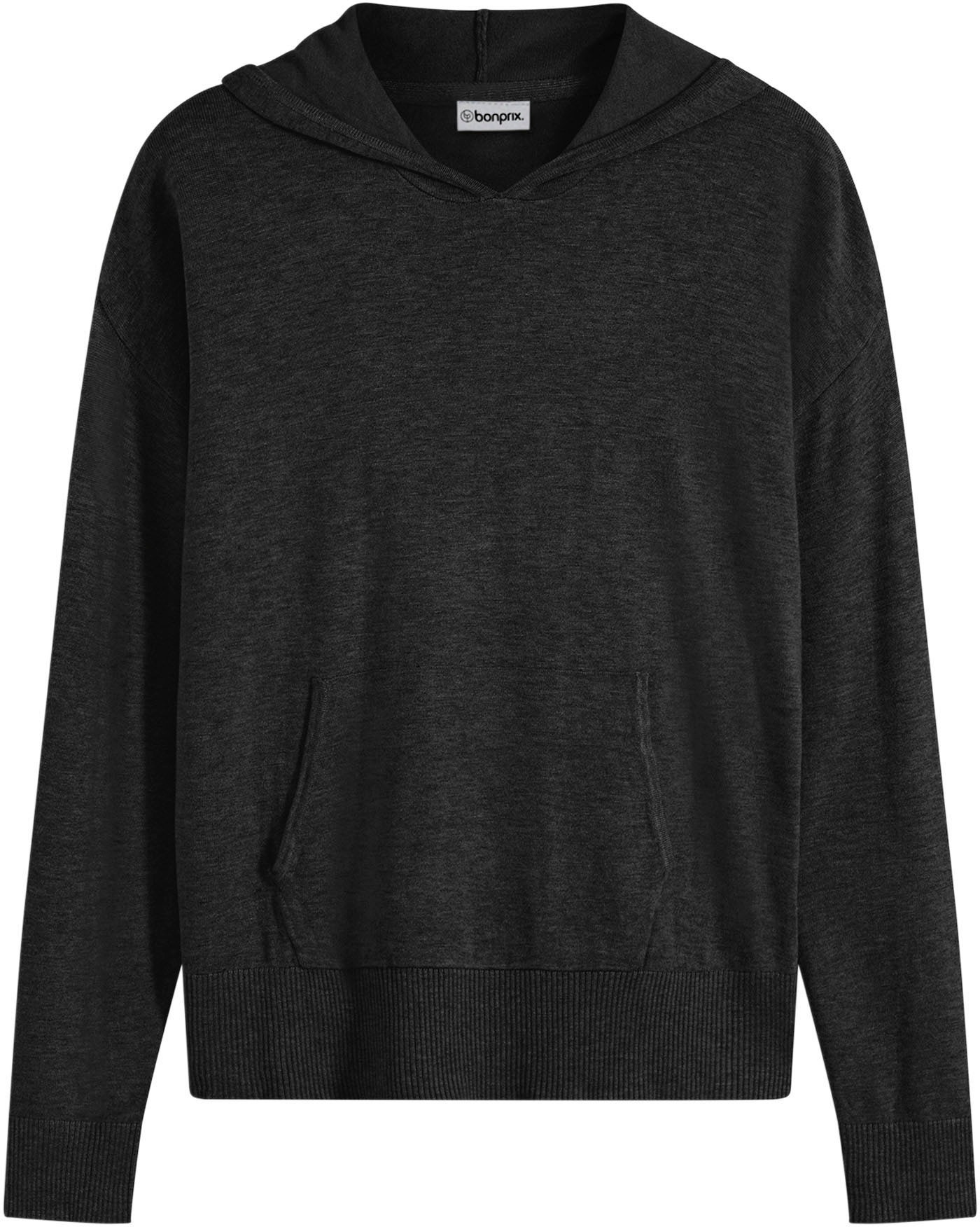 bonprix Strickpullover aus Viskosemischung, mit Kapuze, mit Kängurutasche