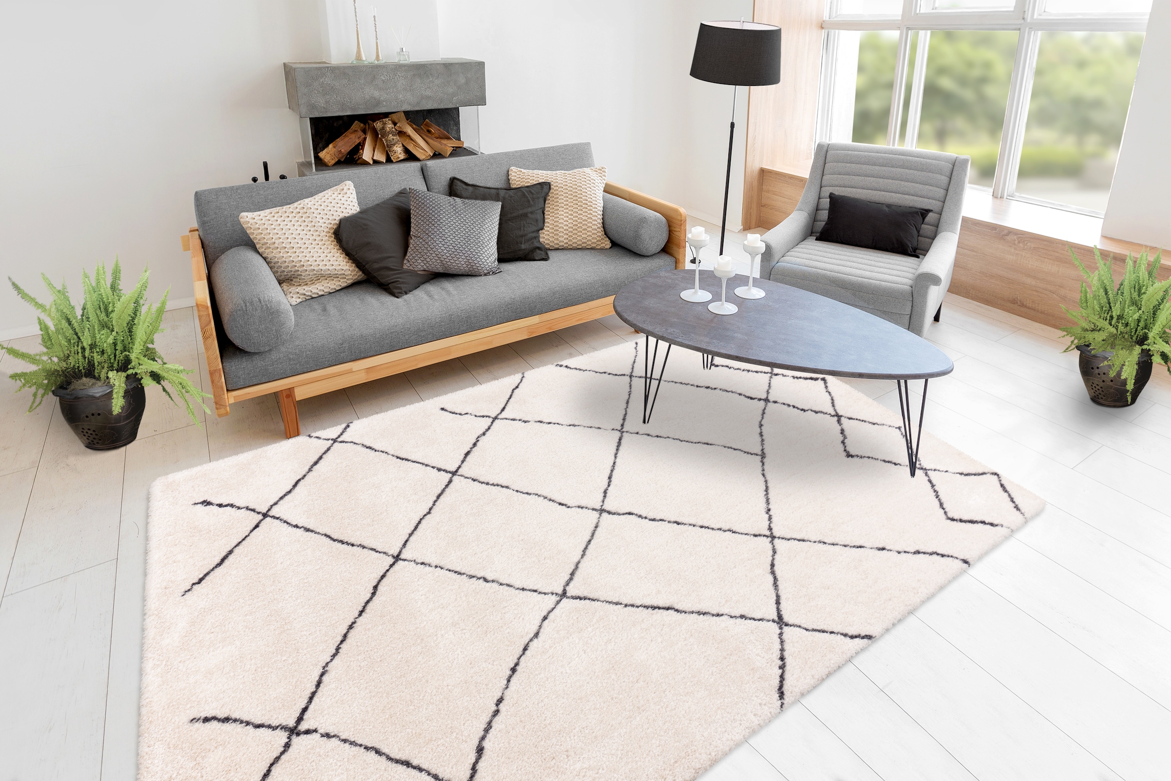 me gusta Teppich »Orlando 525« rechteckig 27 mm Höhe Attraktives Muster, Retrolook,Baumwollrücken, Fußbodenheizung geeignet