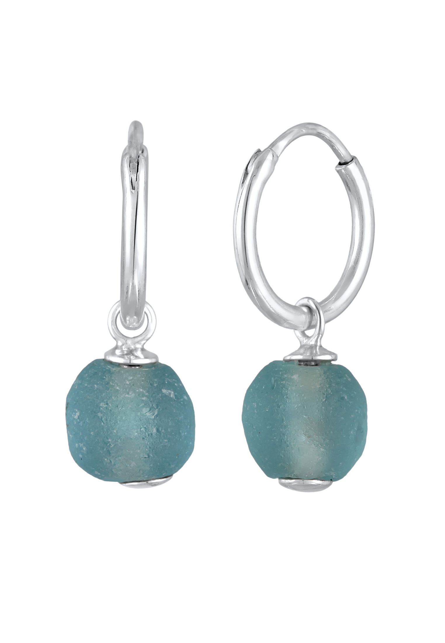 Elli Paar Creolen »Ohrringe Creole Recyceltes Glas Bead Einhänger 925 Silber«