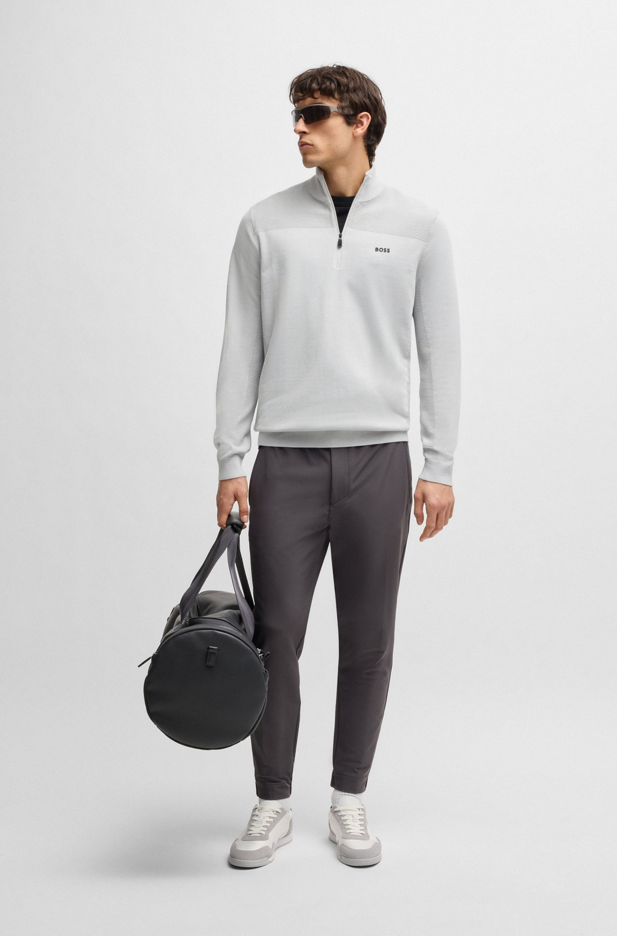 BOSS GREEN Strickpullover »Momentum-X_QZ«, mit Reißverschluss