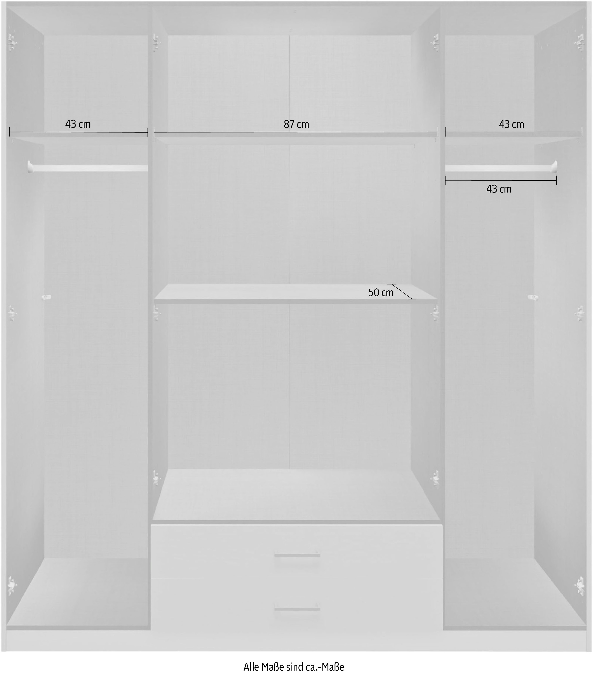 Wimex Drehtürenschrank »Soest« mit Farbglas-Tür, wahlweise 135 oder 180cm breit