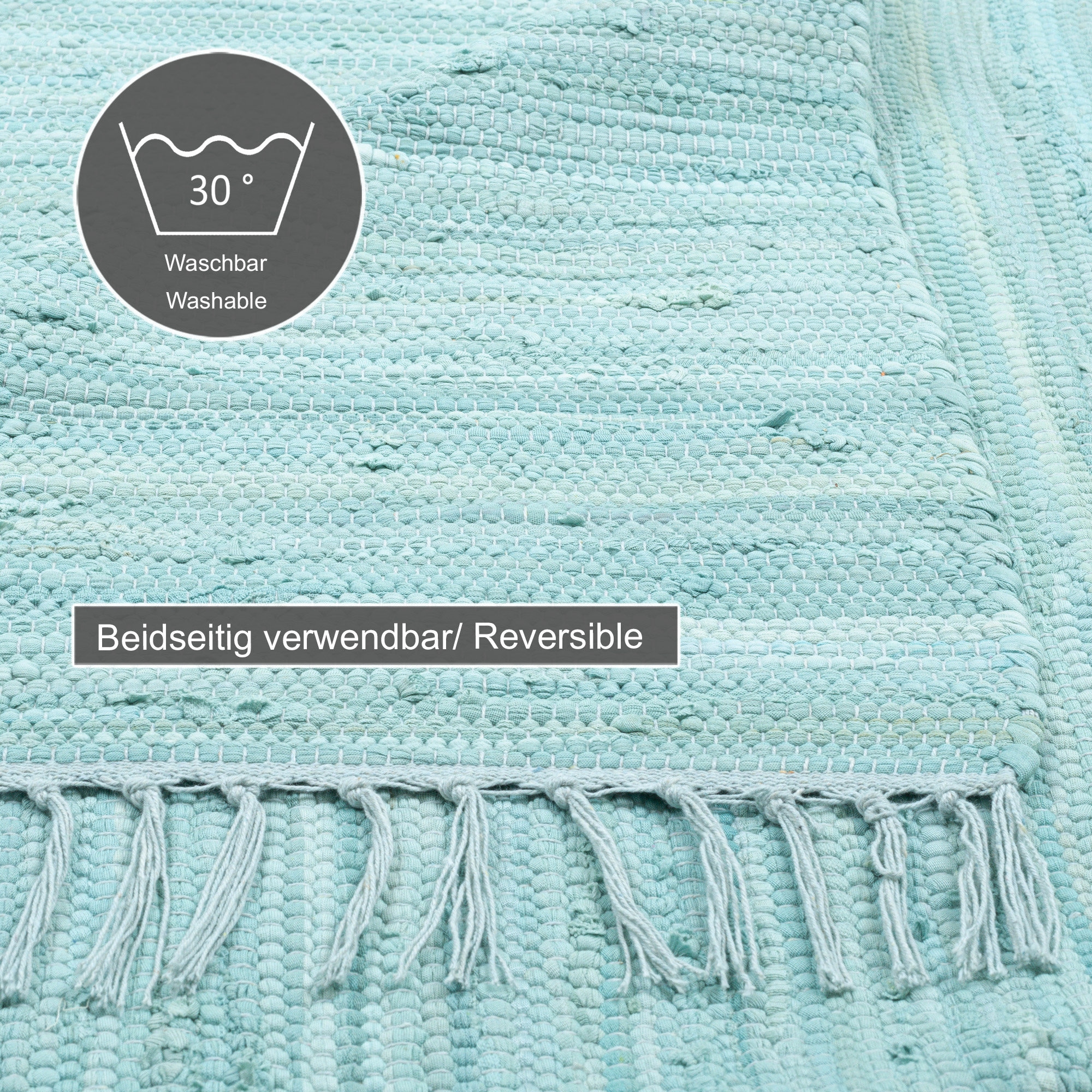 THEKO Teppich »Happy Cotton Fleckerl, handgewebt« rechteckig 5 mm Höhe Flachgewebe, reine Baumwolle, meliert, mit Fransen, auch als Läufer
