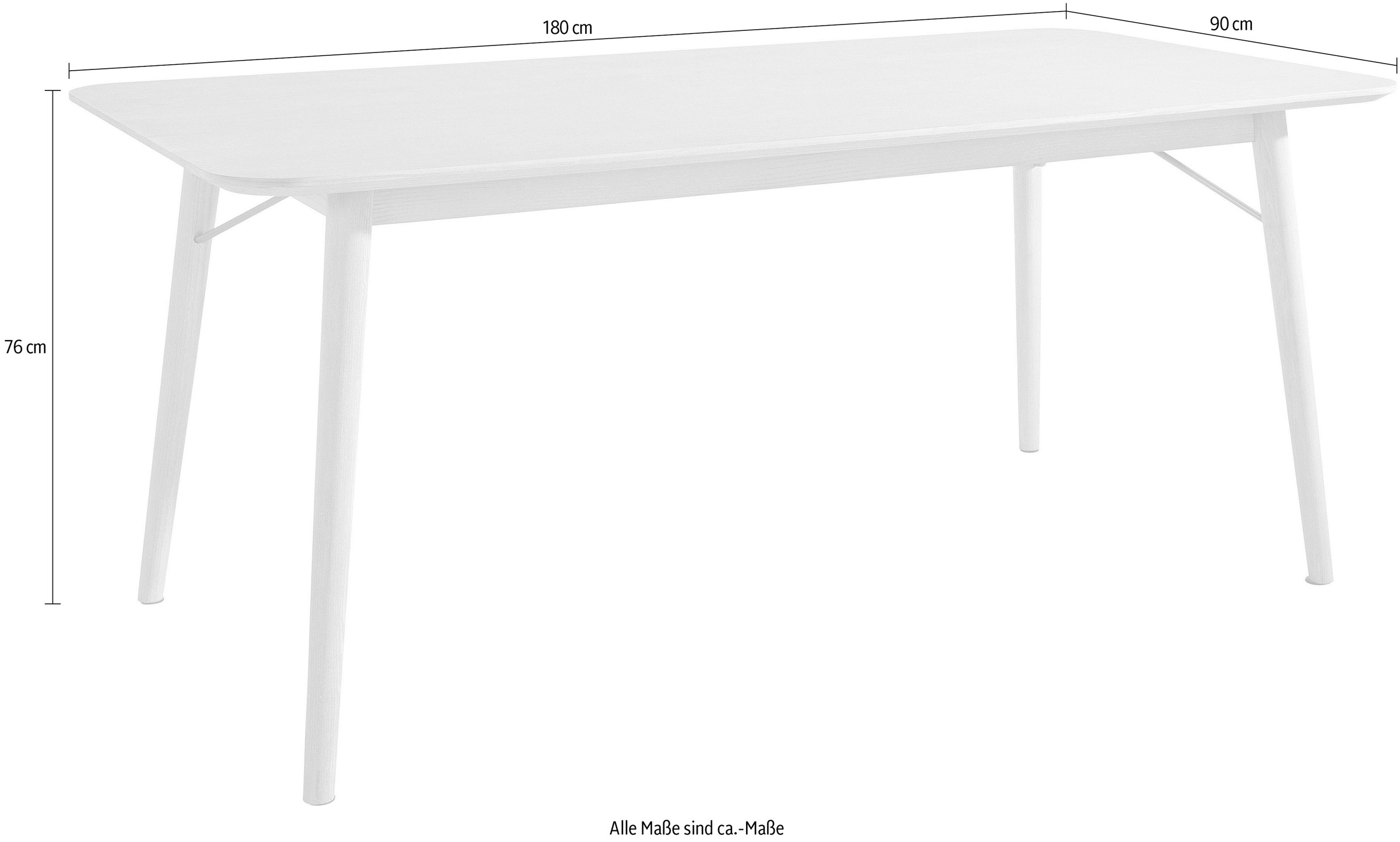 s.Oliver Esstisch »Grettje« aus Eschenfurnier, Massivholzbeinen, Breite 180 cm
