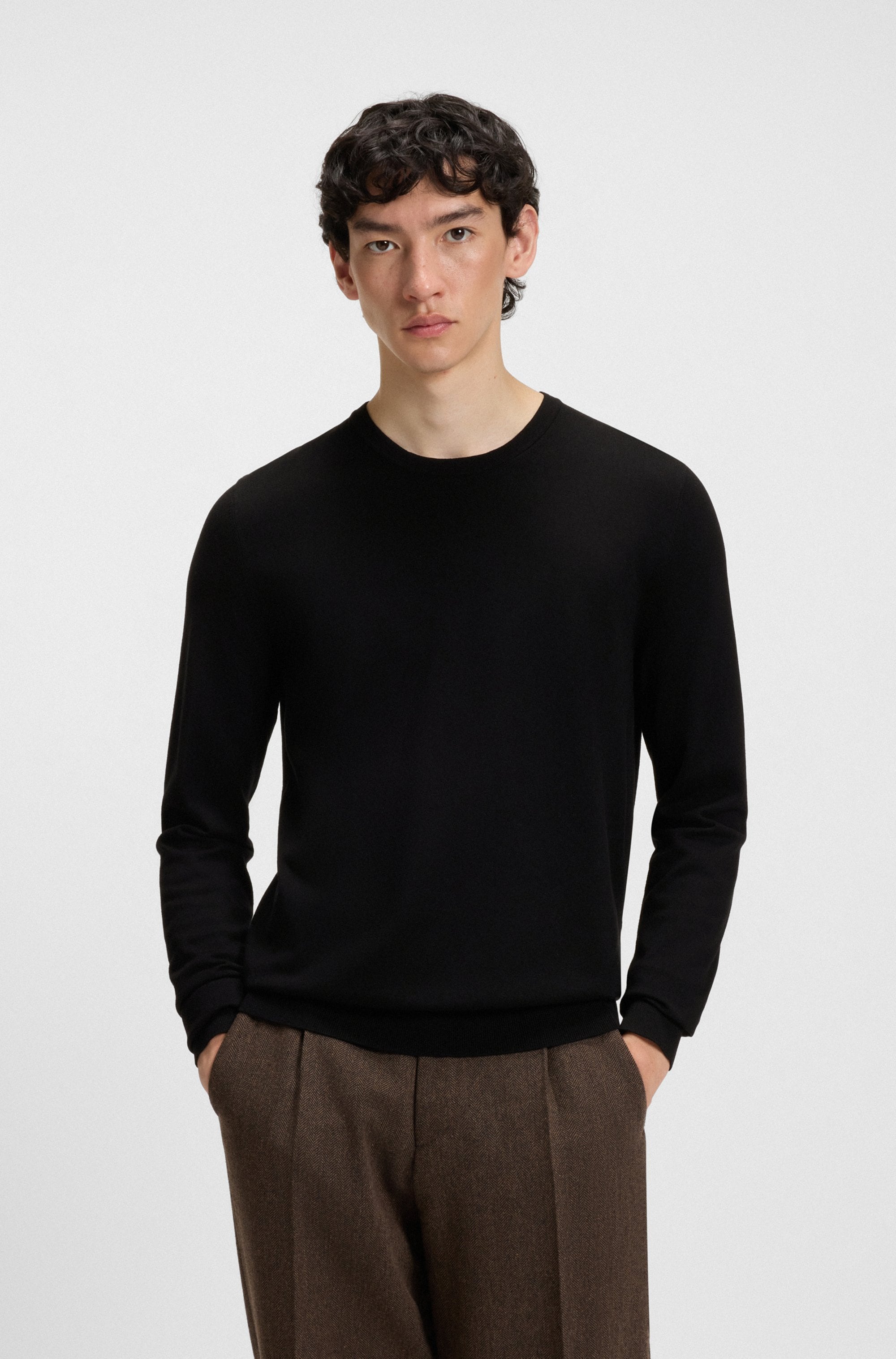 HUGO Strickpullover »San Cody« Rundhalsausschnitt, Viskosemix, Regular Fit
