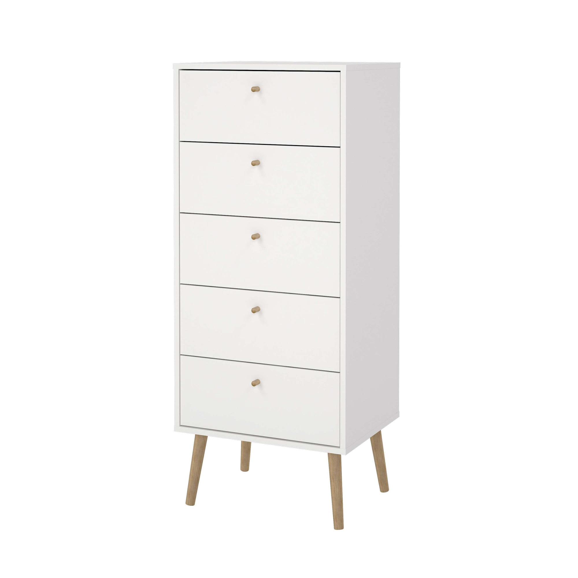 andas Highboard »Bodo, Hochkommode, Aufbewahrung, Stauraum«, mit 5 Schubladen, Beine und Griffe aus Echtholz, Breite 50 cm
