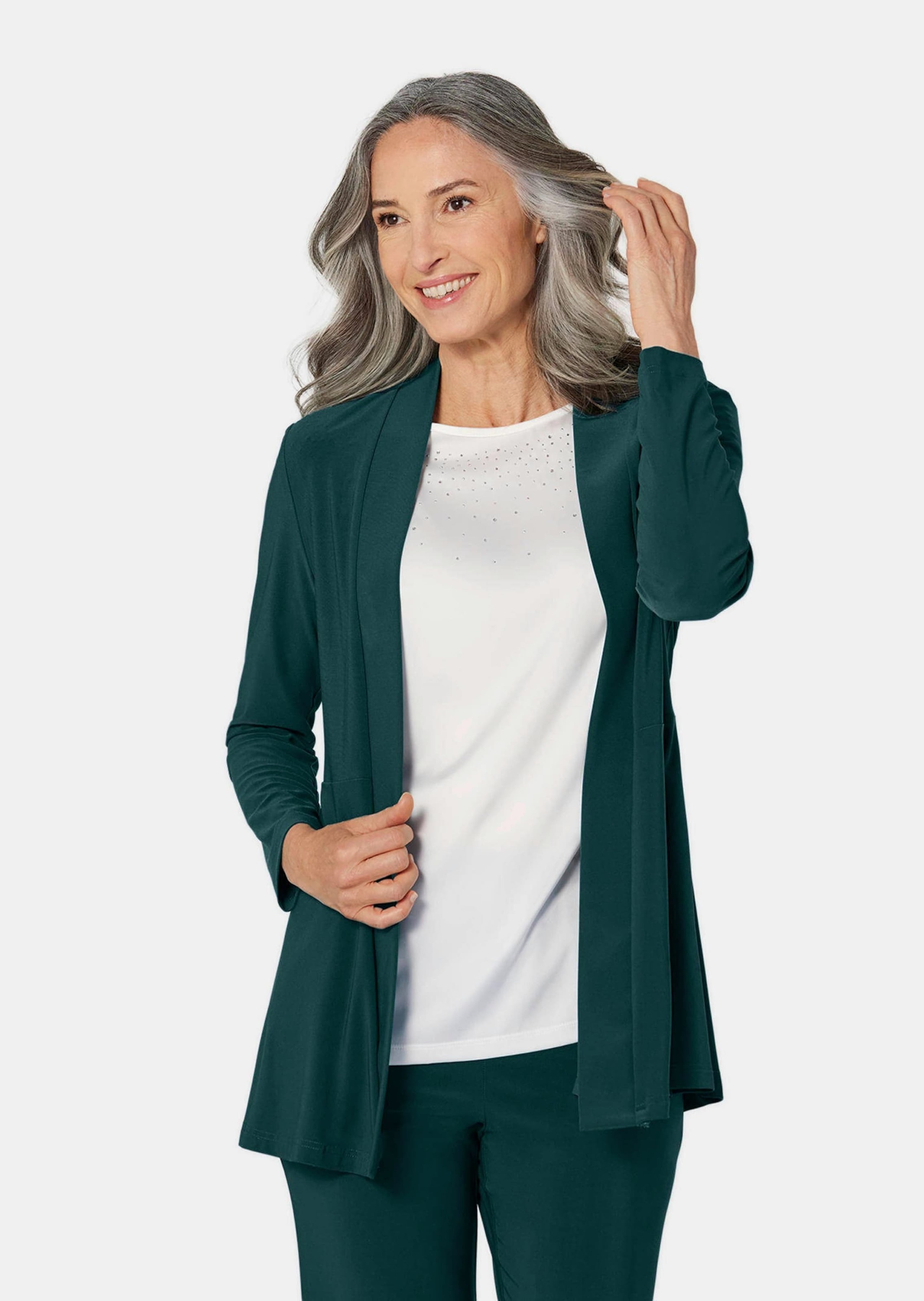 GOLDNER Sweatjacke »Leichte Shirtjacke lila mit Stretch«