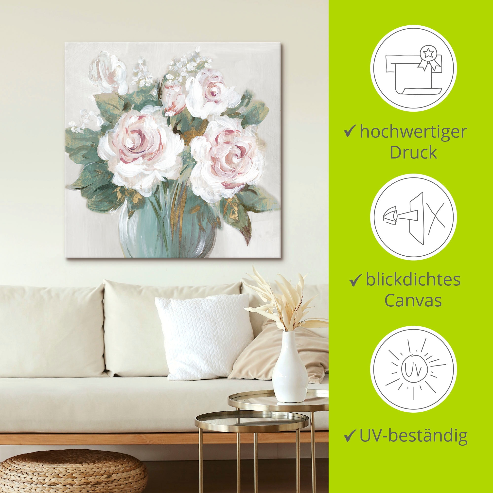 Artland Leinwandbild »Goldener Blumenstrauß« Blumenbilder 1 Stk. tlg. auf Holzrahmen gespannt