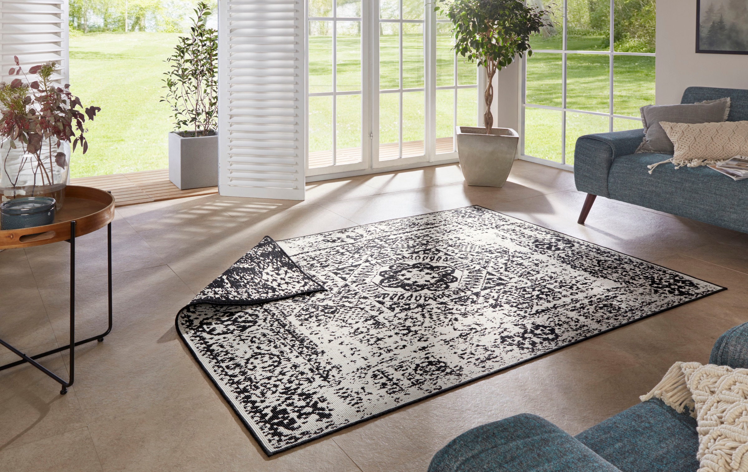 NORTHRUGS Teppich »Danao«, rechteckig, 5 mm Höhe, In-und Outdoor geeignet, Robust, Pflegeleicht, Flachgewebe, Wendbar