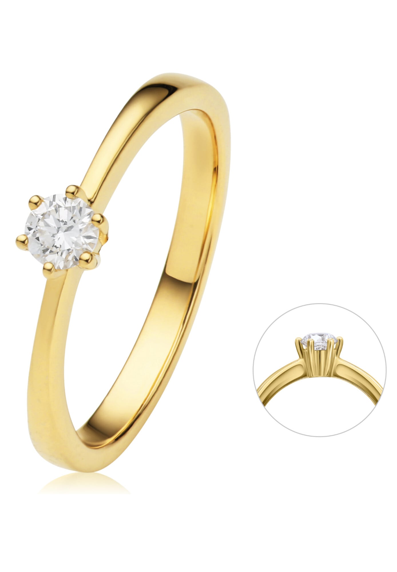 Diamantring »0.15 ct Diamant Brillant Ring aus 585 Gelbgold«