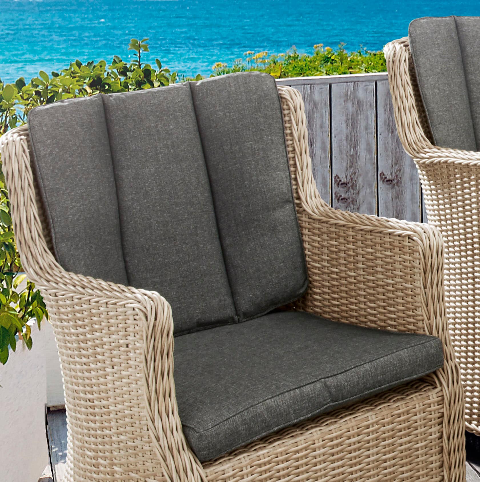 Destiny Garten-Essgruppe »LUNA«, (13 tlg., 4x Sessel, 1x Tisch, inkl. Auflagen), Aluminium, Polyrattan
