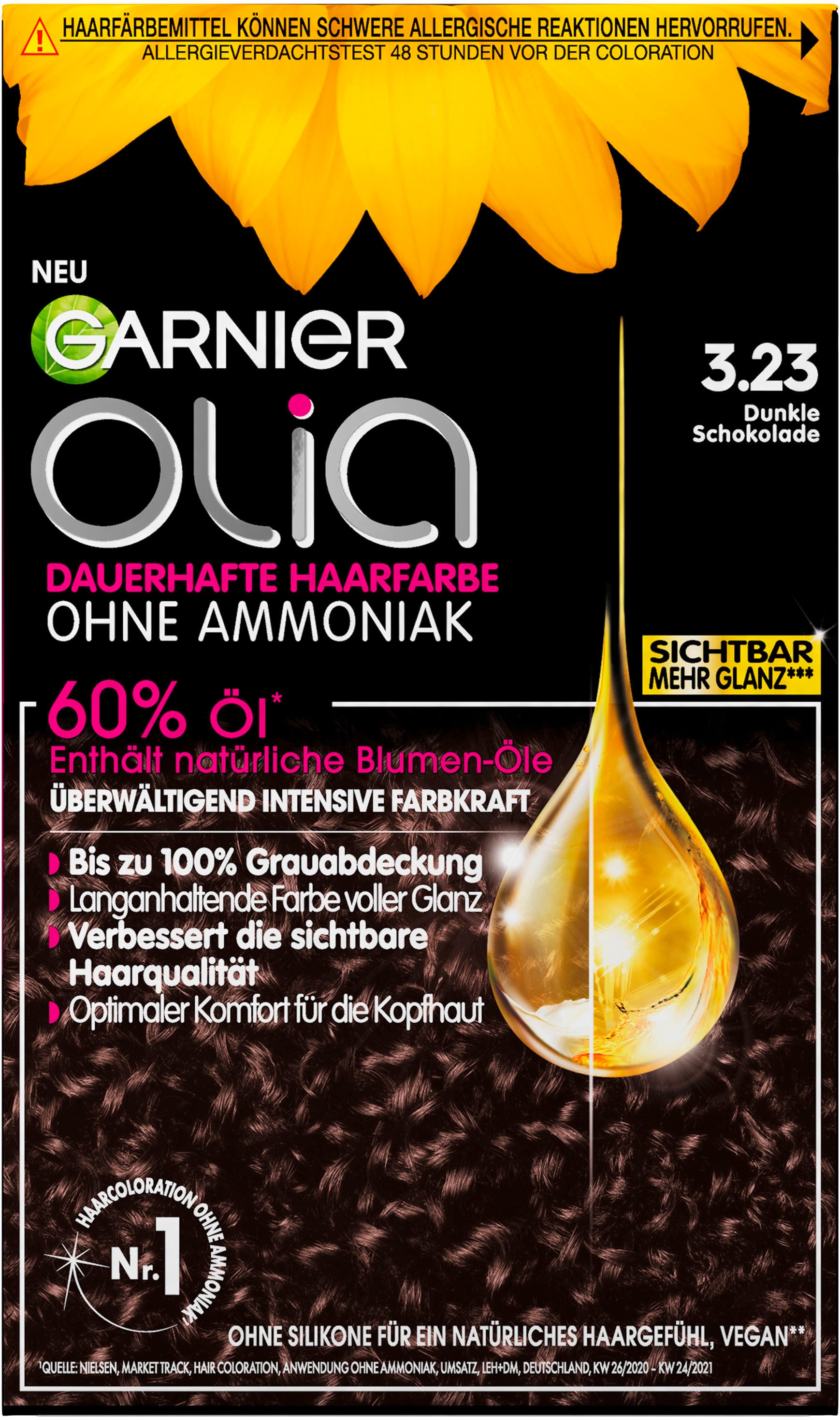 GARNIER Coloration »Garnier Olia dauerhafte Haarfarbe«, (Packung, 3 tlg.), mit pflegender Formel