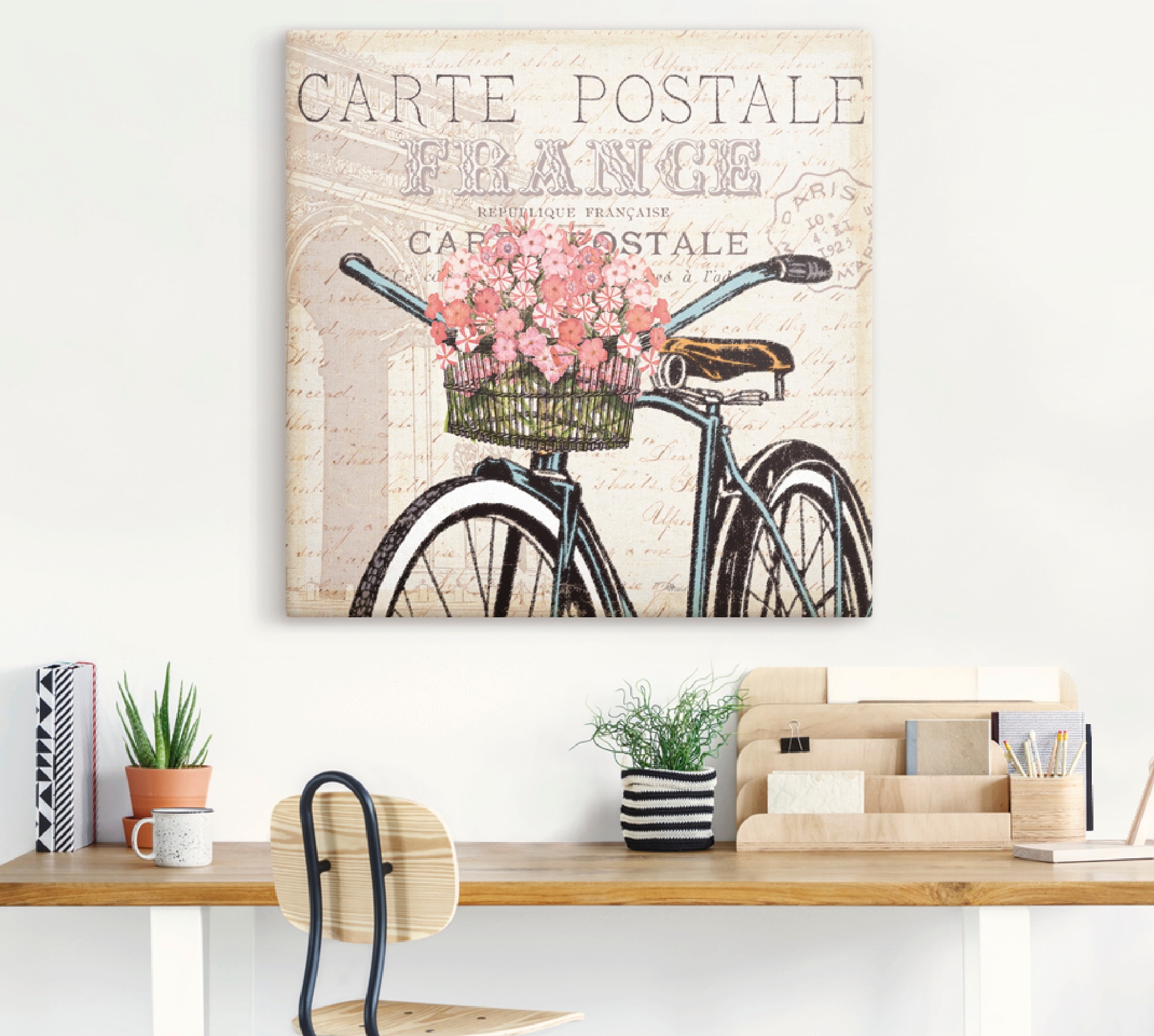 Artland Leinwandbild »Paris Fahrt II« Fahrräder 1 Stk. tlg. auf Holzrahmen gespannt