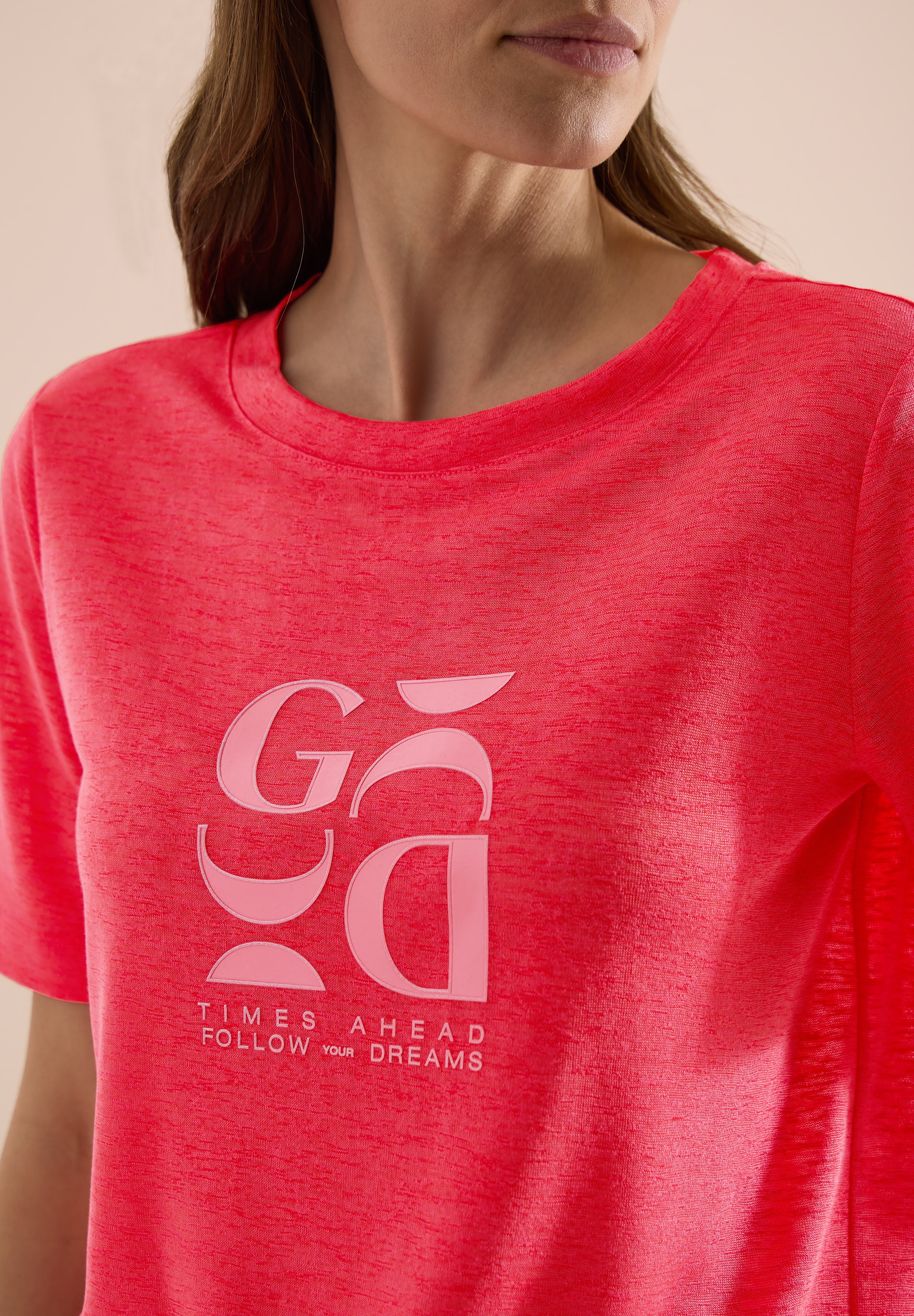 Cecil Kurzarmshirt Sommershirt in Leinen-Optik mit Print