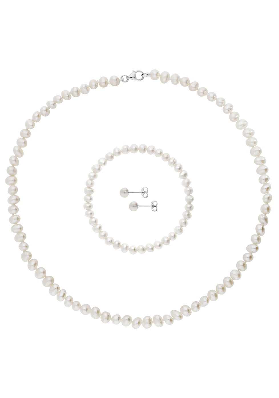 Firetti Schmuckset »Multipack Schmuck Geschenk Perlenkette Perlenarmband Perlenohrstecker«, (Set, 4 tlg.), mit Süßwasserzuchtperlen